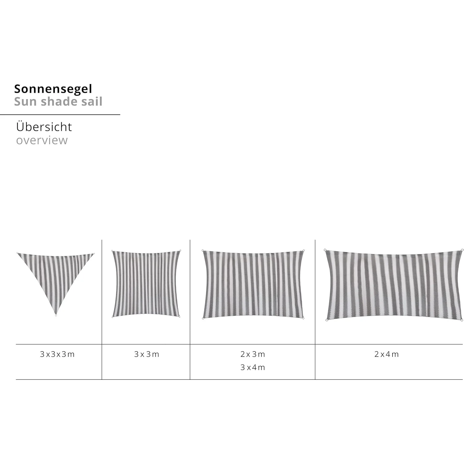 Sonnensegel 100% HDPE mit Stabilisator für UV-Schutz - Rechteck 3 x 4 Meter - Grau/Weiß - Image 5
