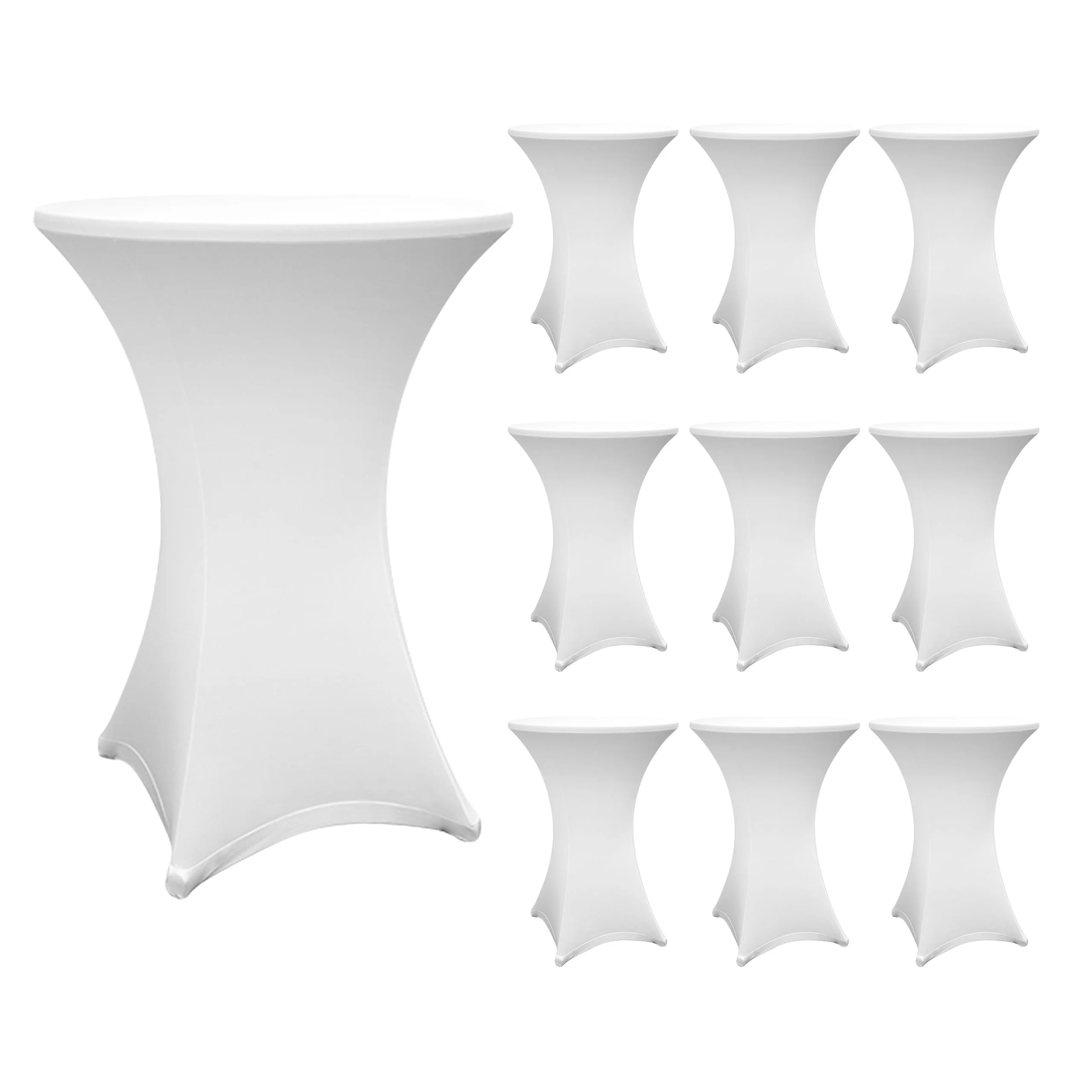 Stehtischhusse - Tisch Bezug - Husse -  Ø 70-75 cm - Weiß - 10er-Set