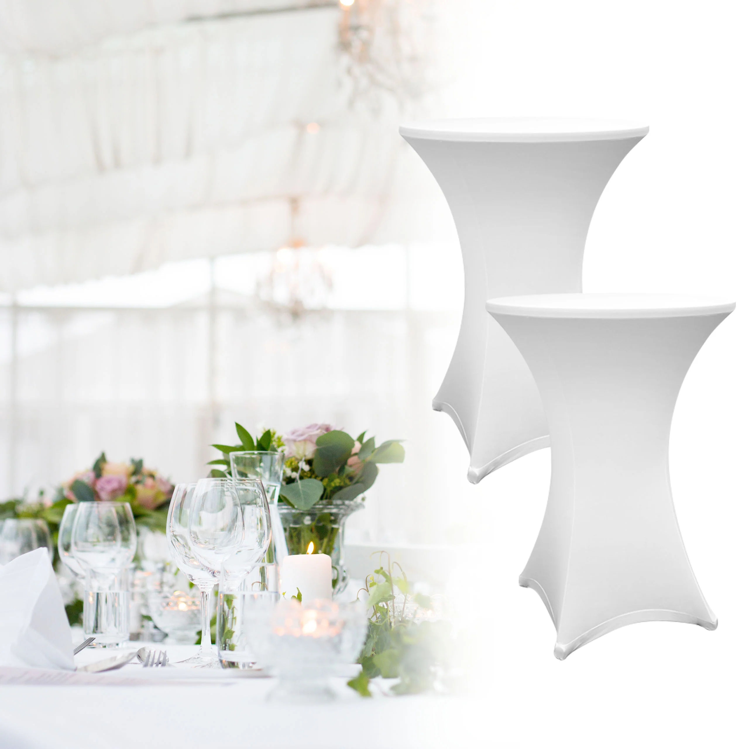 Stehtischhusse - Tisch Bezug - Husse -  Ø 70-75 cm - Weiß - 10er-Set - Image 2