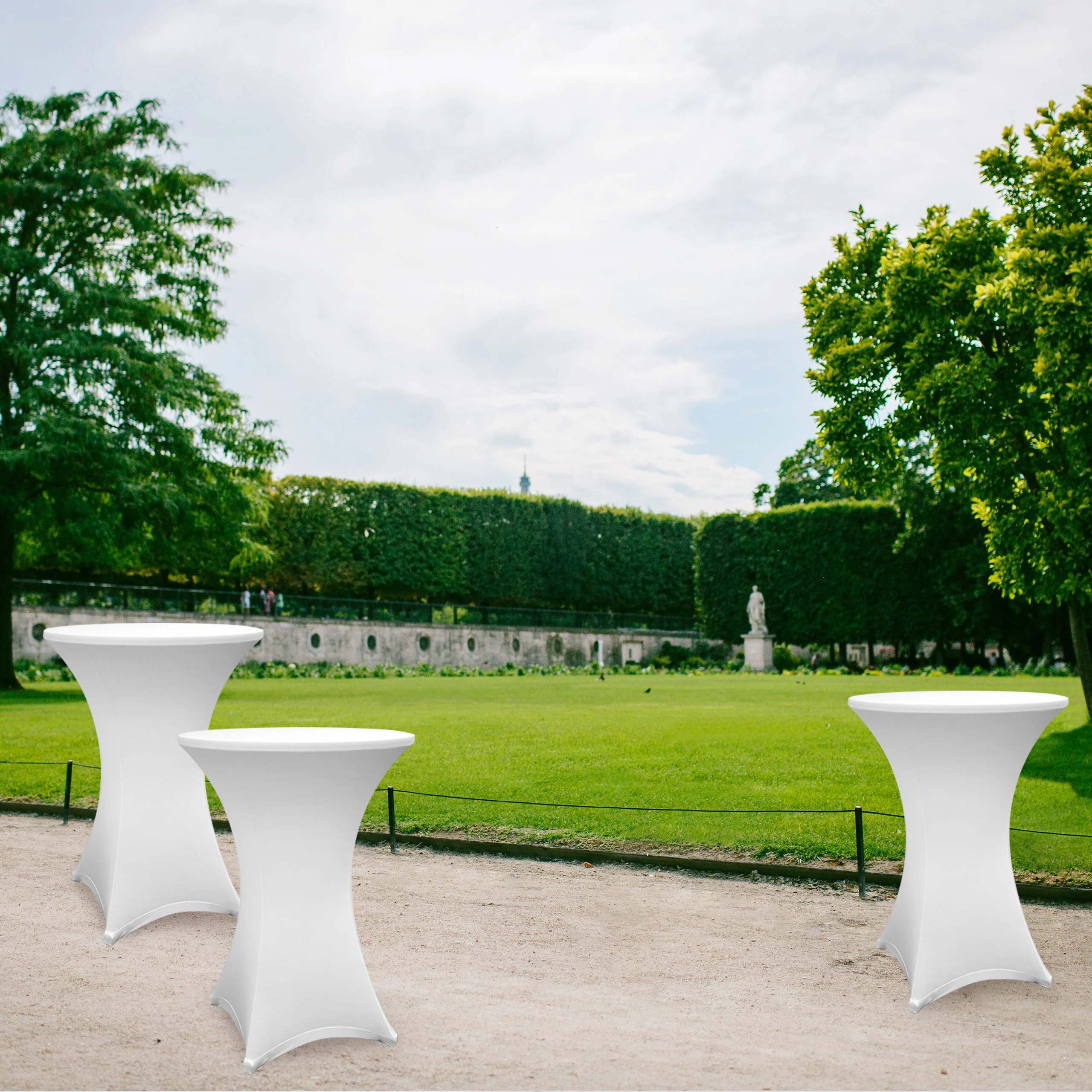 Stehtischhusse - Tisch Bezug - Husse -  Ø 80-85 cm - Weiß - 2er-Set - Image 4