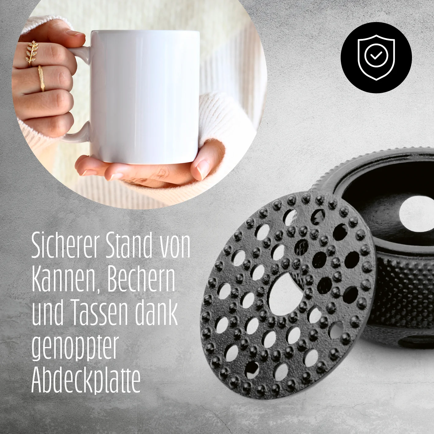 Stövchen aus Gusseisen - Teewärmer für Teekannen - Nach asiatischer Tradition - Schwarz - Image 4
