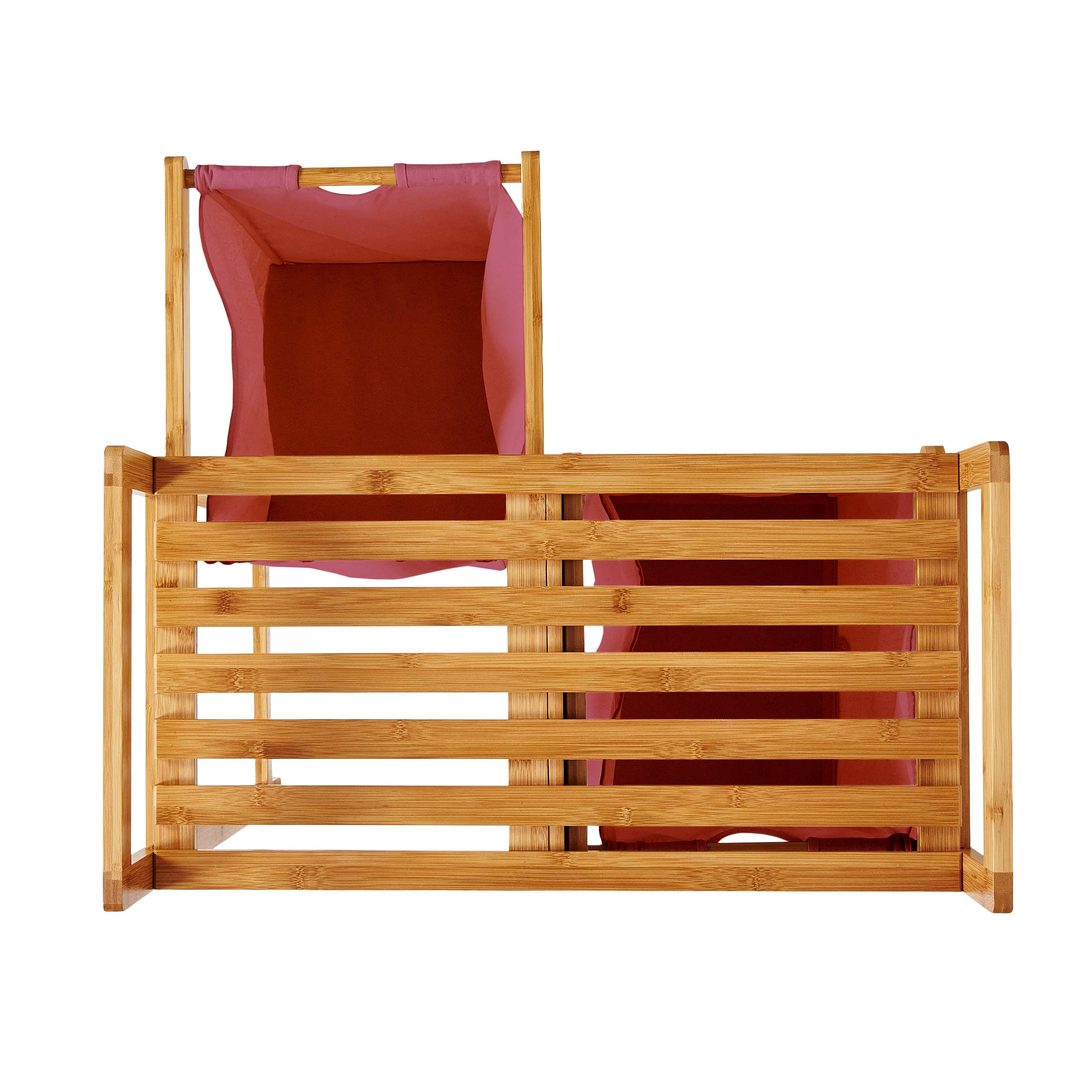 Bambus Wäschekorb mit 2 ausziehbaren Wäschesacken - 73 x 64 x 33 cm - Rosa - Image 10