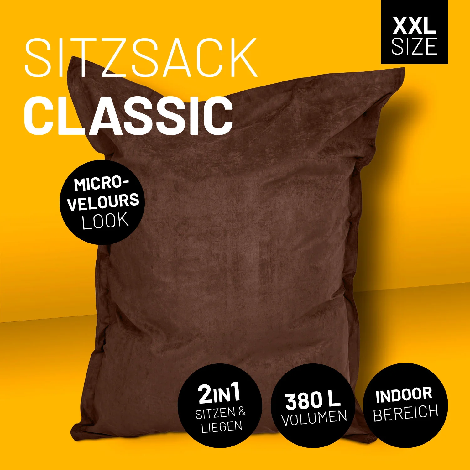 XXL Microvelours Sitzsack (380 L) - indoor - Braun - Image 2