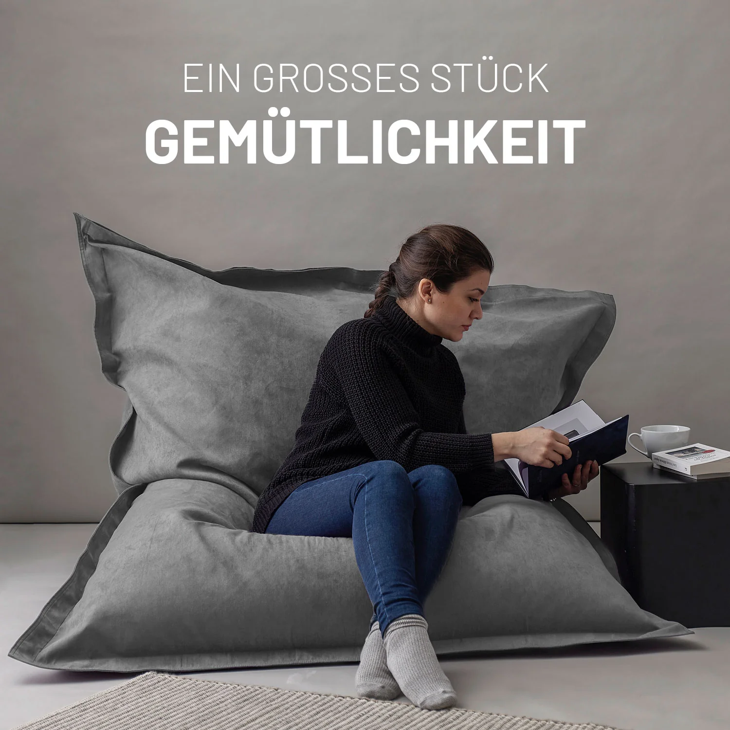 XXL Microvelours Sitzsack (380 L) - indoor - Grau - Image 5