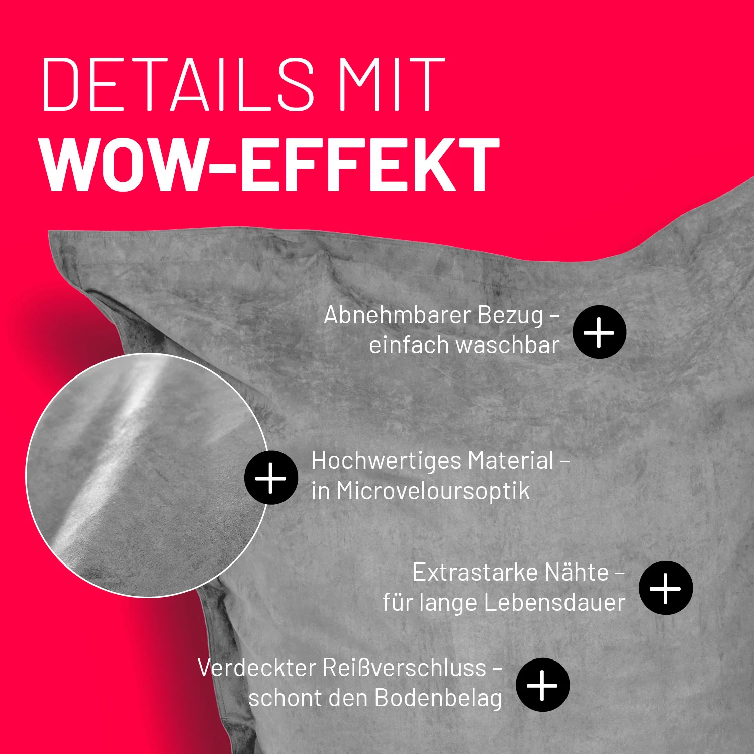 XXL Microvelours Sitzsack (380 L) - indoor - Grau - Image 6