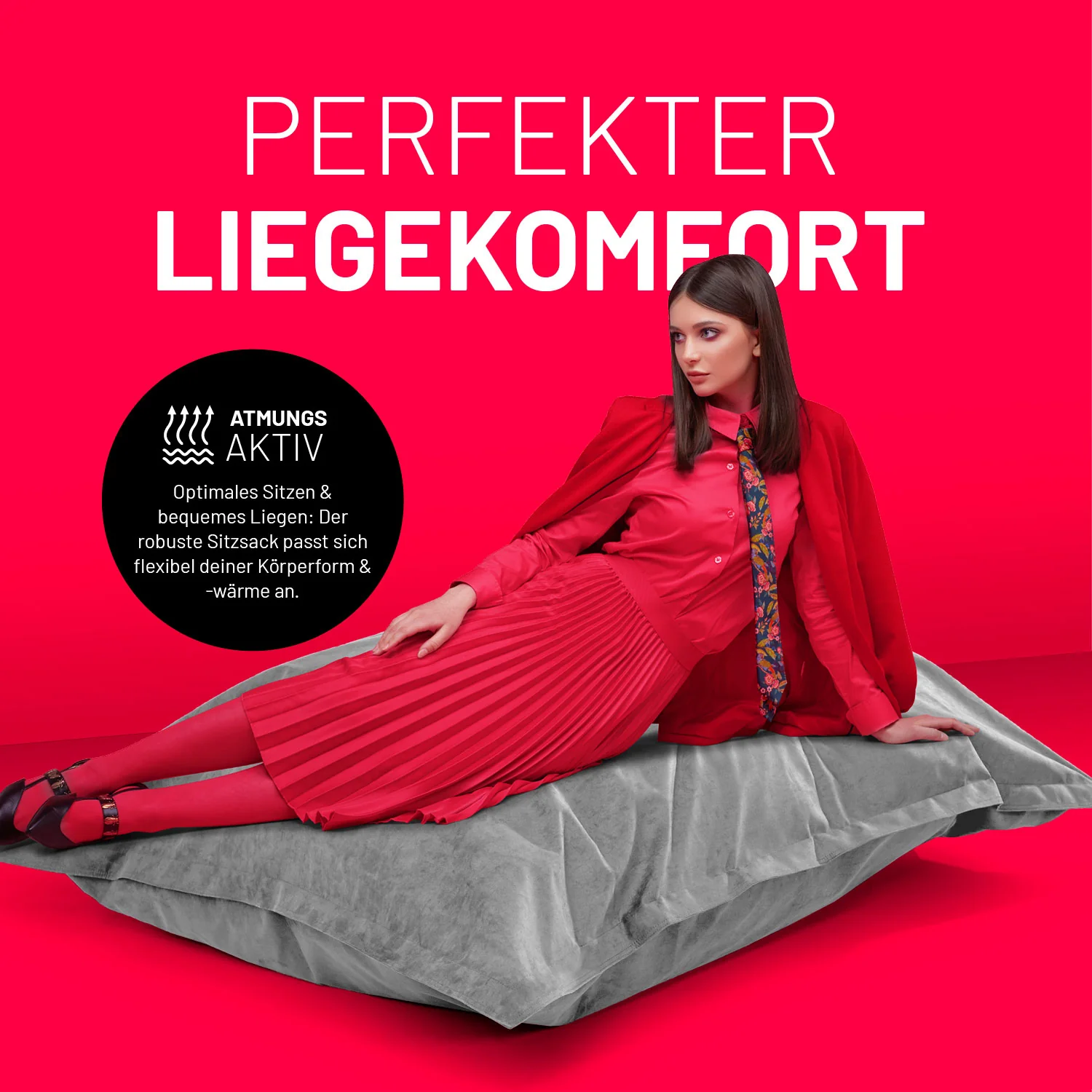 XXL Microvelours Sitzsack (380 L) - indoor - Grau - Image 7