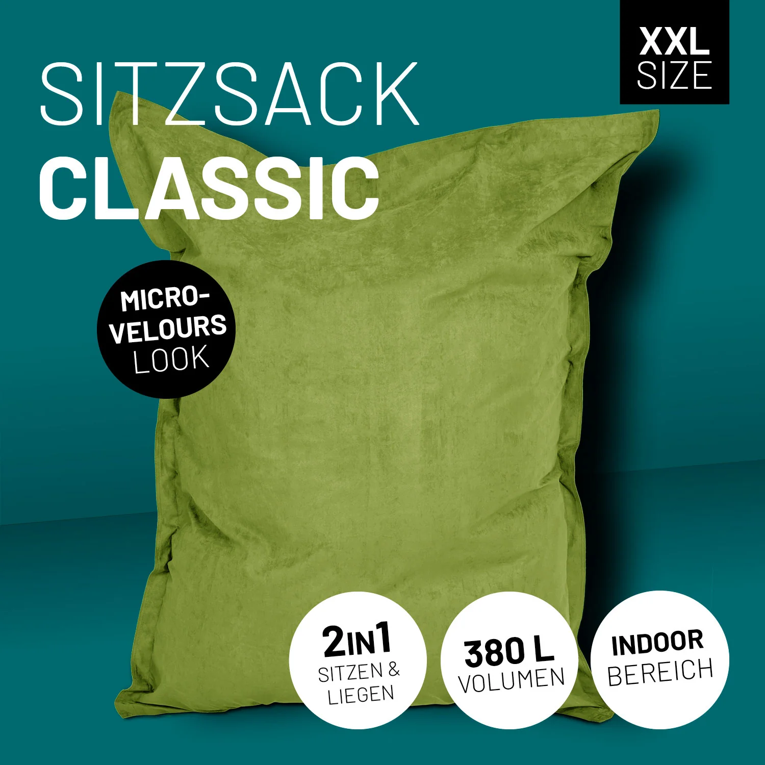 XXL Microvelours Sitzsack (380 L) - indoor - Grün - Image 2