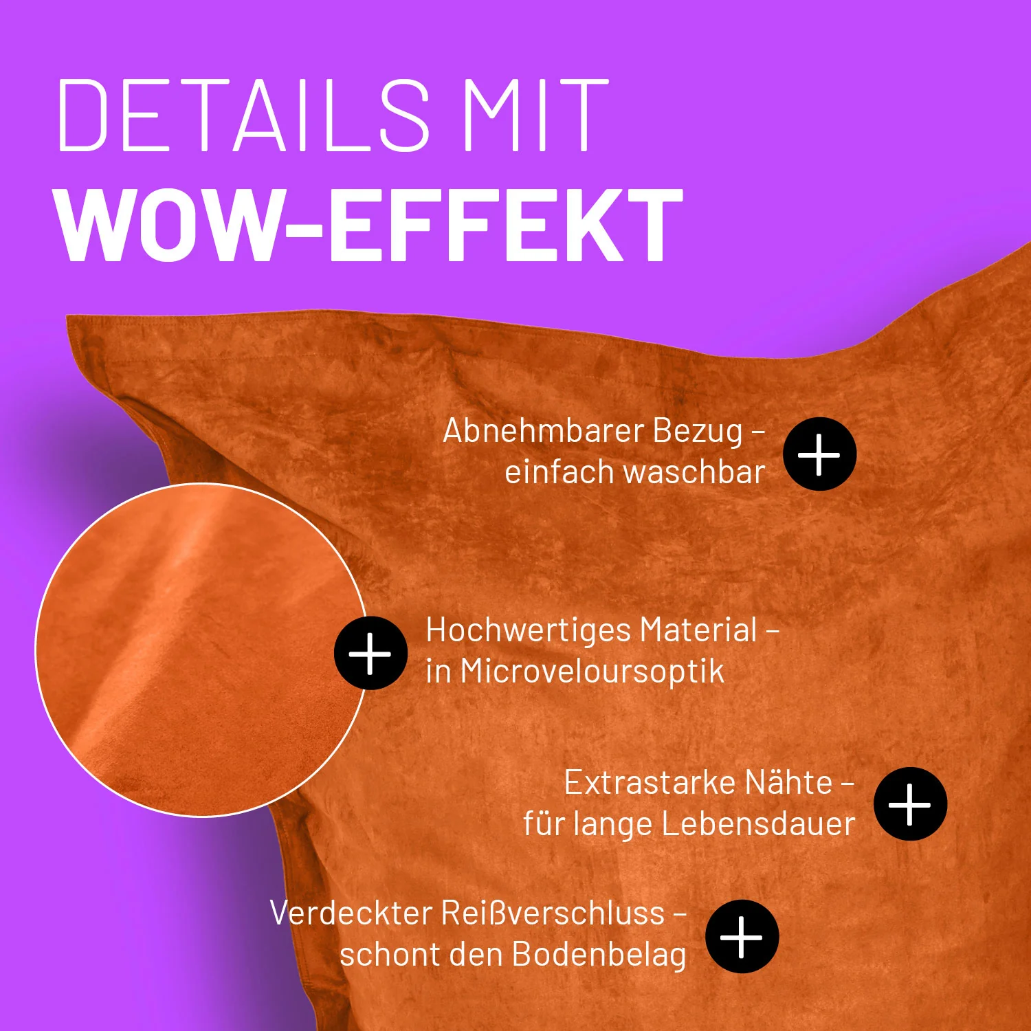 XXL Microvelours Sitzsack (380 L) - indoor - Orange - Image 6