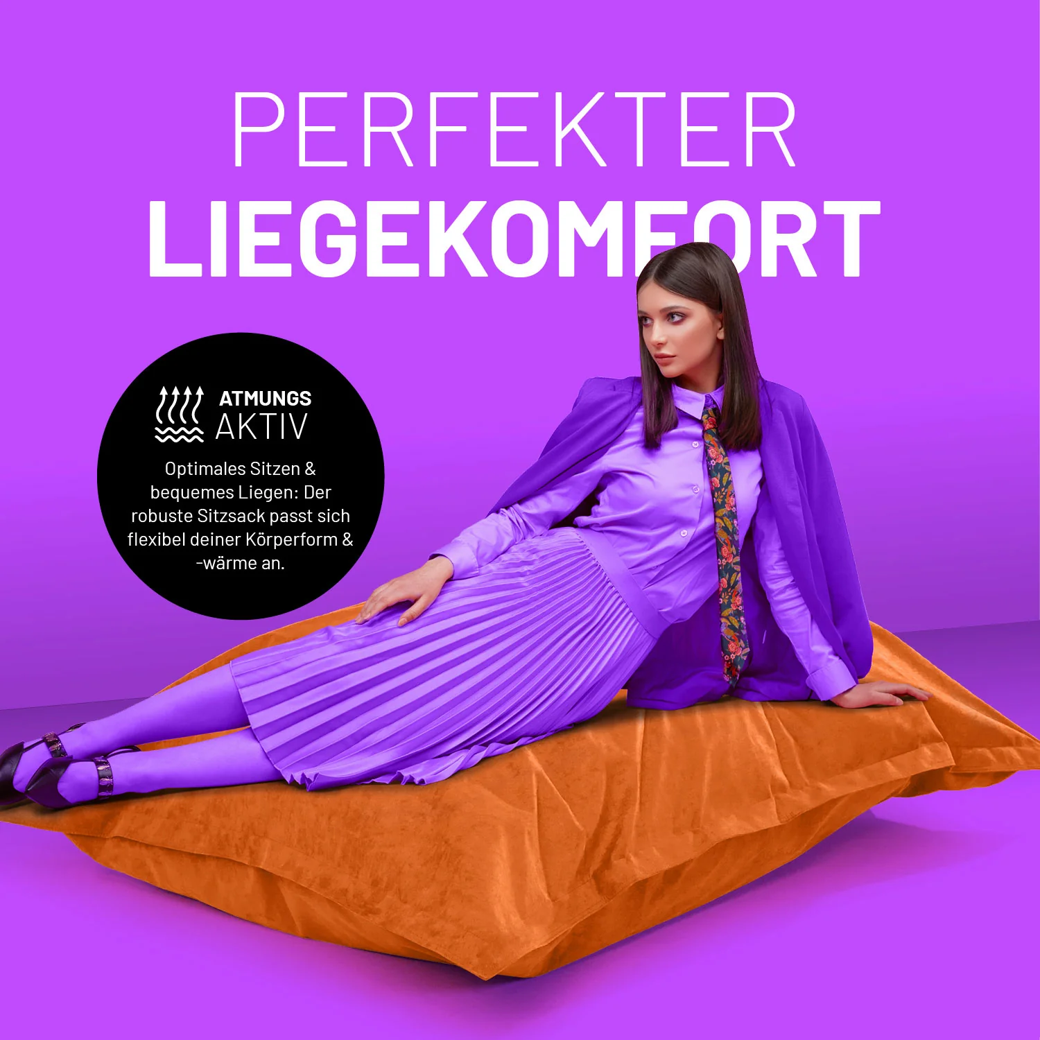 XXL Microvelours Sitzsack (380 L) - indoor - Orange - Image 7