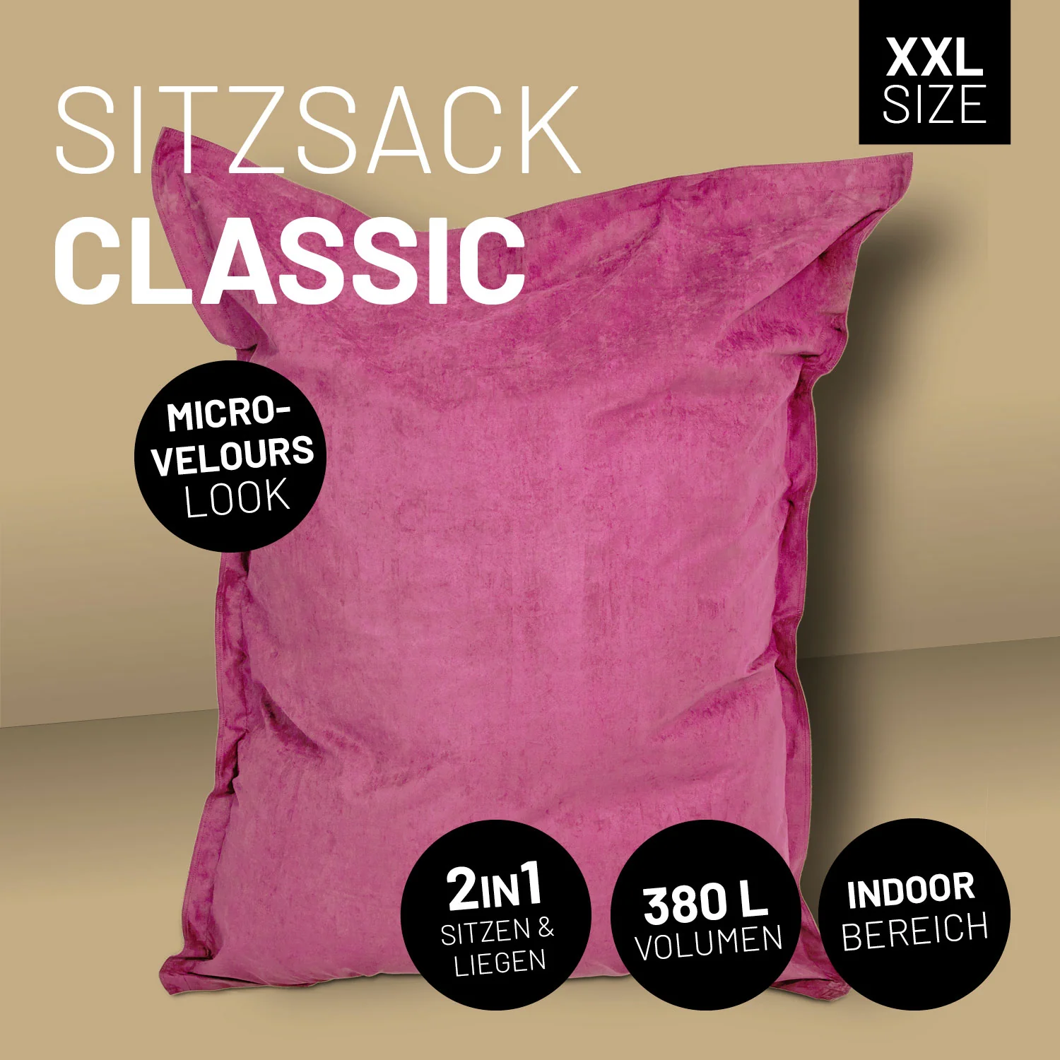 XXL Microvelours Sitzsack (380 L) - indoor - Pink - Image 2