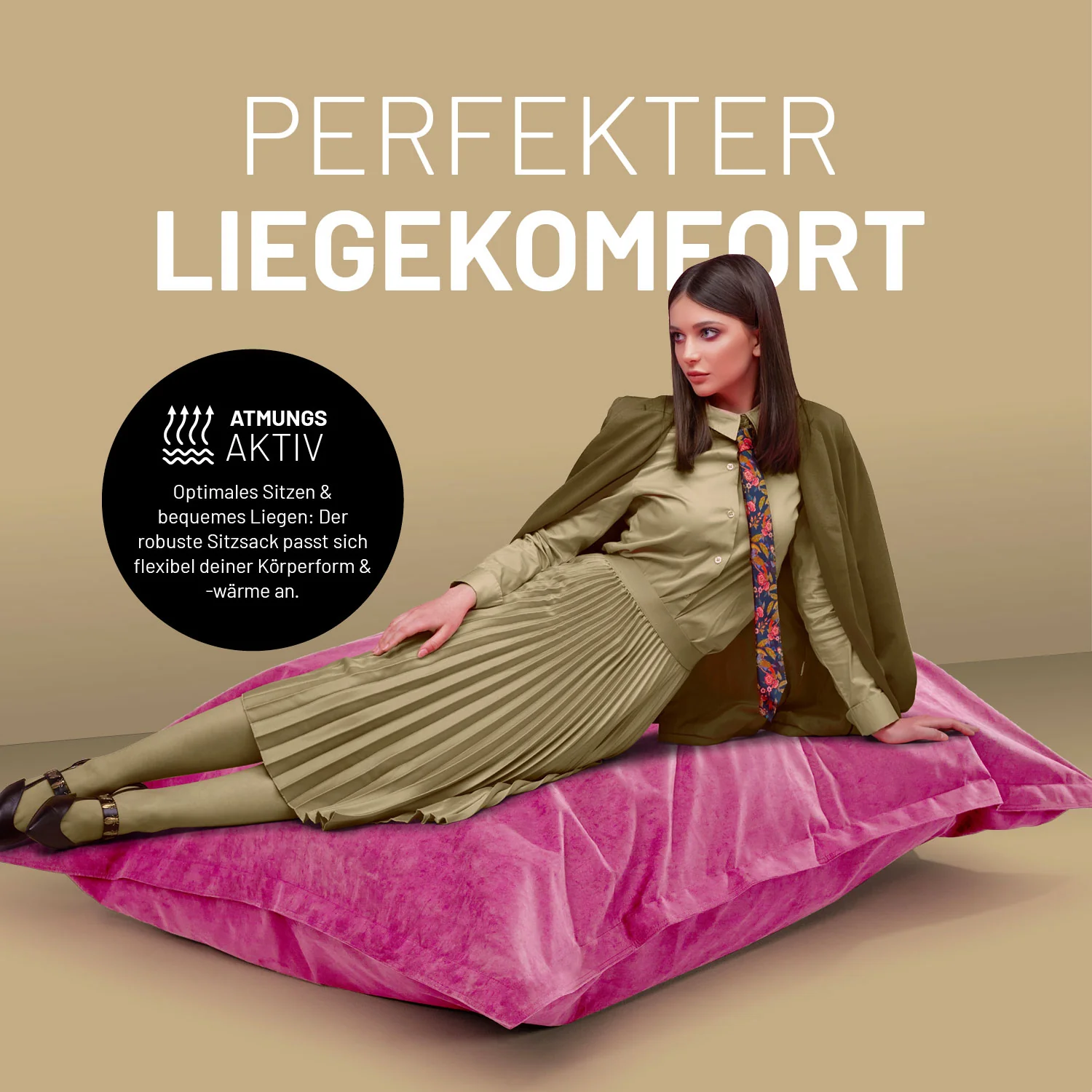 XXL Microvelours Sitzsack (380 L) - indoor - Pink - Image 7