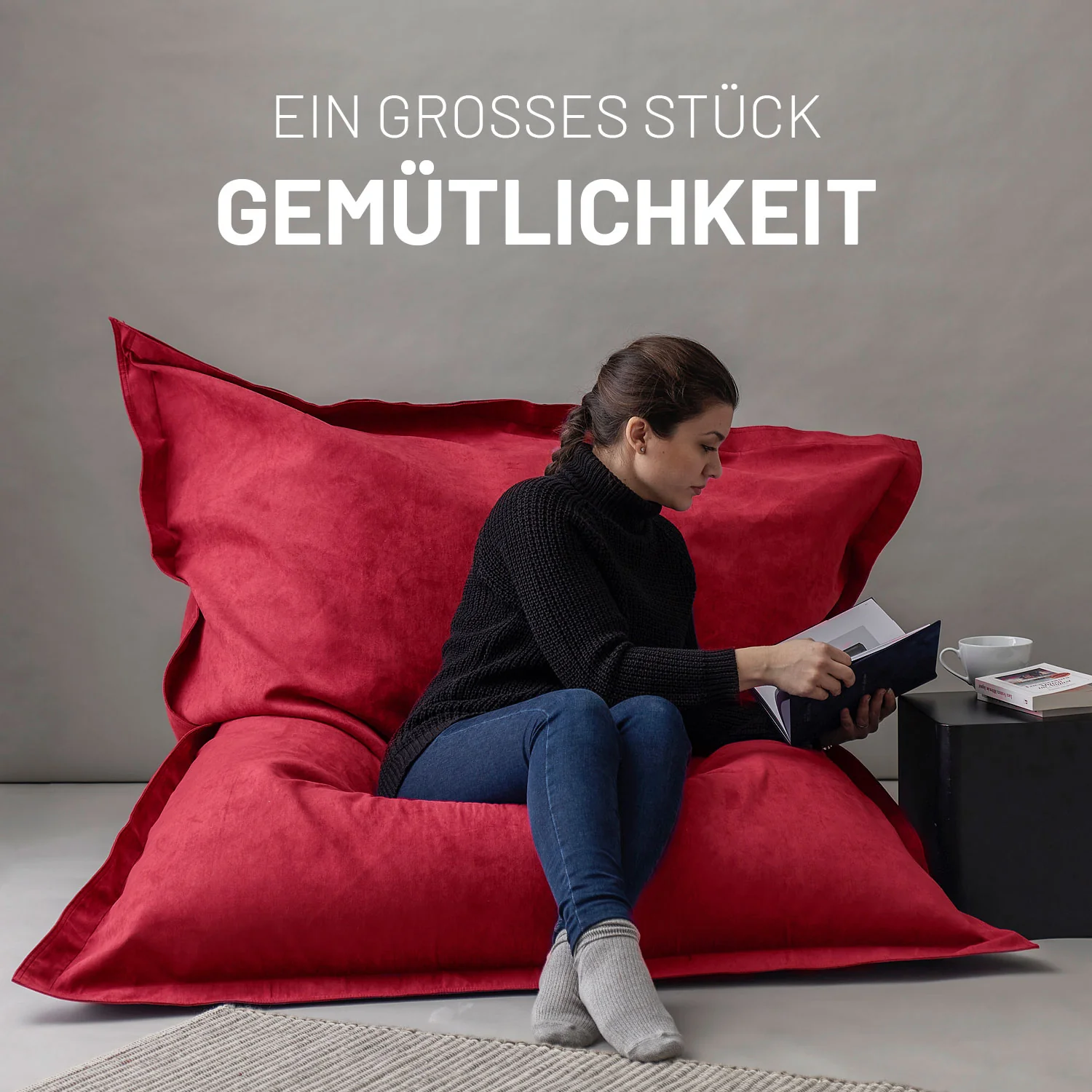 XXL Microvelours Sitzsack (380 L) - indoor - Rot - Image 5