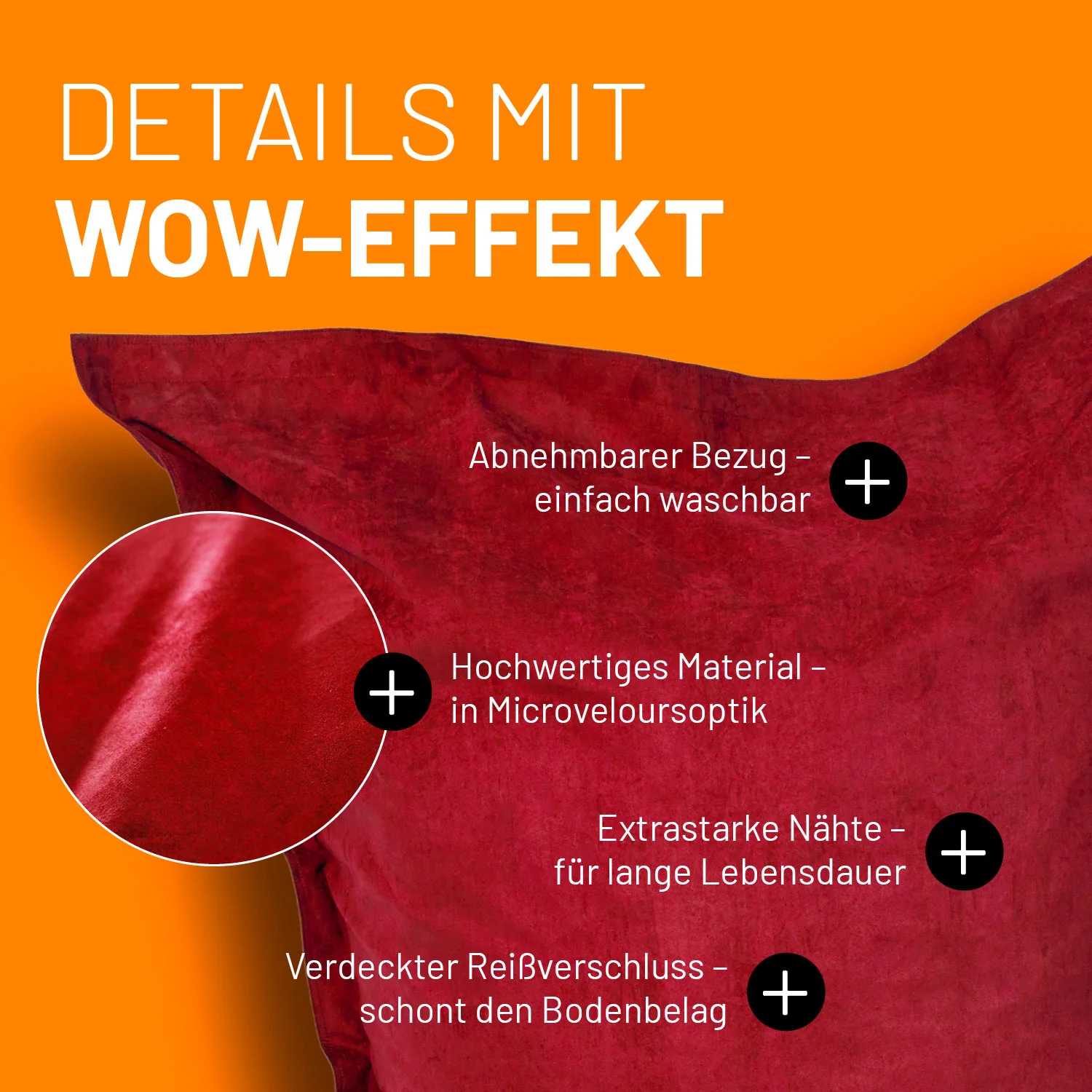 XXL Microvelours Sitzsack (380 L) - indoor - Rot - Image 6
