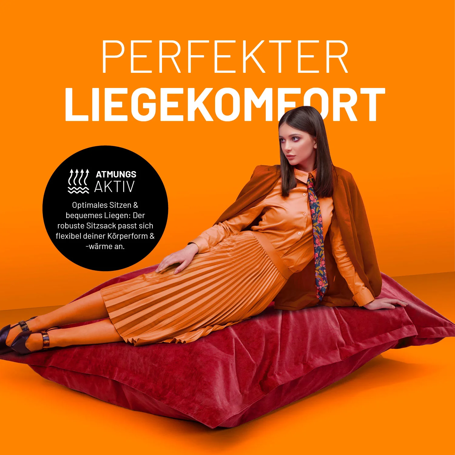 XXL Microvelours Sitzsack (380 L) - indoor - Rot - Image 7