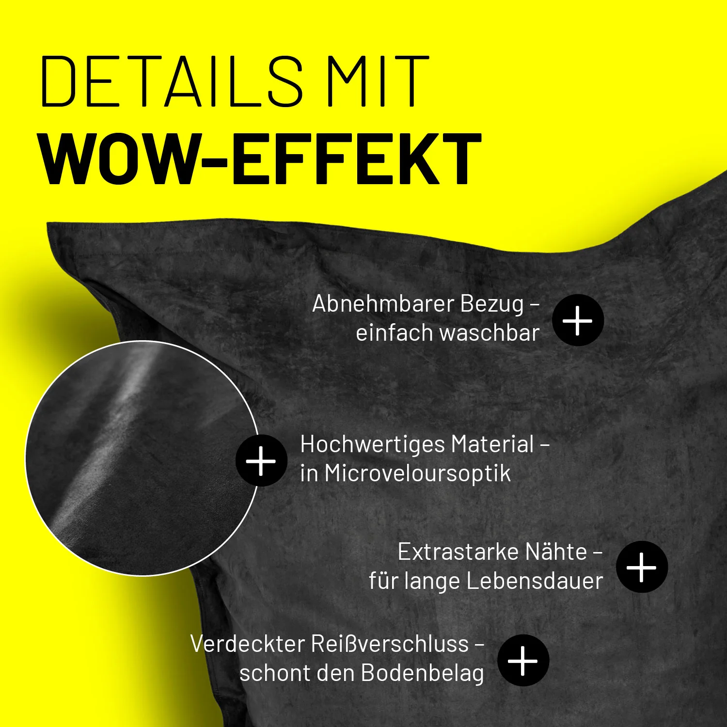 XXL Microvelours Sitzsack (380 L) - indoor - Schwarz - Image 6
