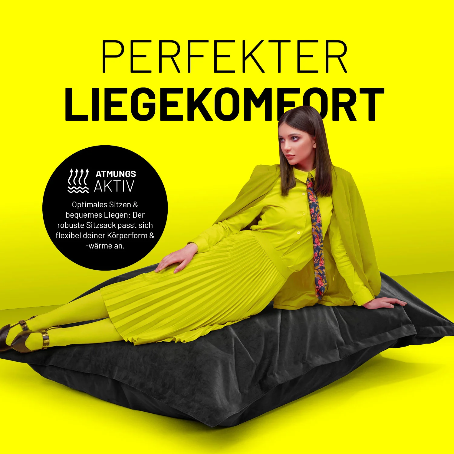 XXL Microvelours Sitzsack (380 L) - indoor - Schwarz - Image 7