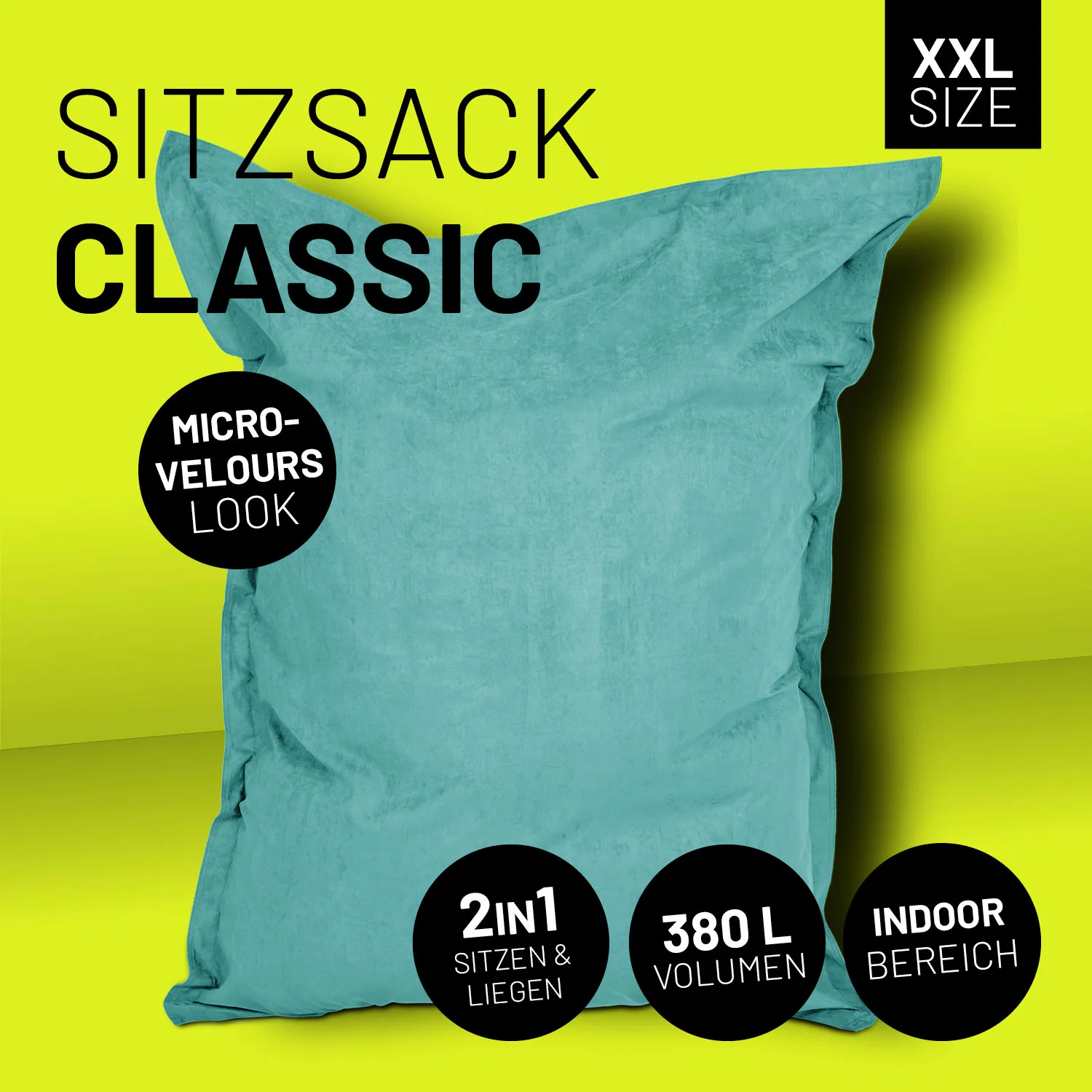 XXL Microvelours Sitzsack (380L) - indoor - Türkis - Image 2