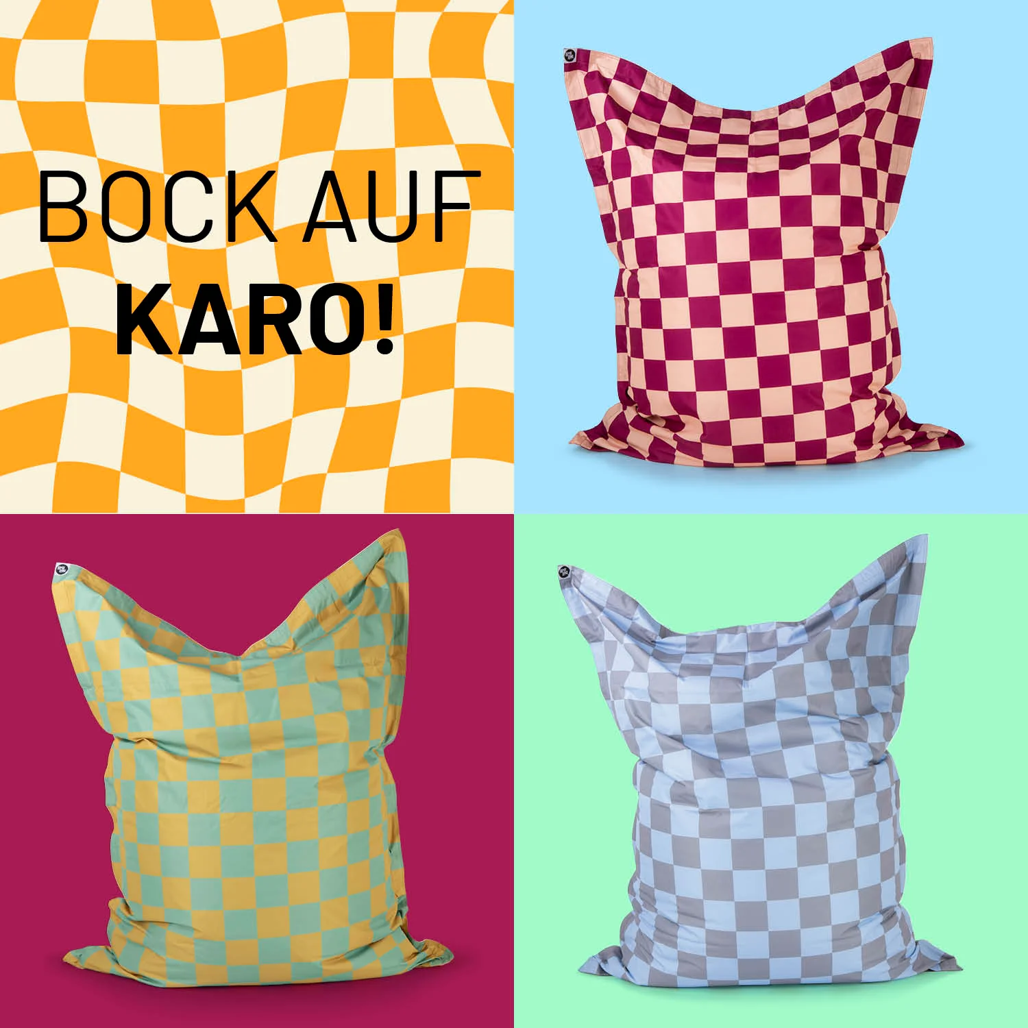 XXL-Sitzsack Karo - Pastellgrün/Senfgelb - Image 10