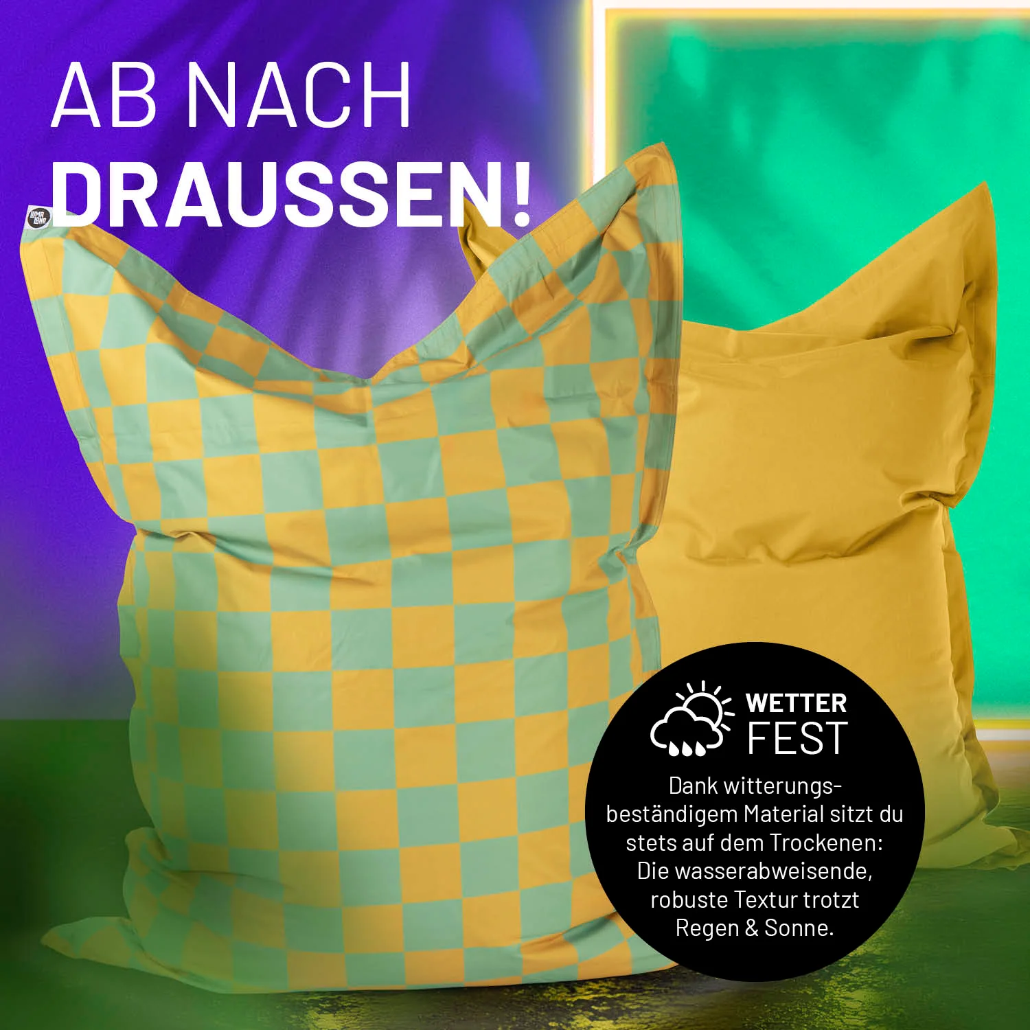 XXL-Sitzsack Karo - Pastellgrün/Senfgelb - Image 5