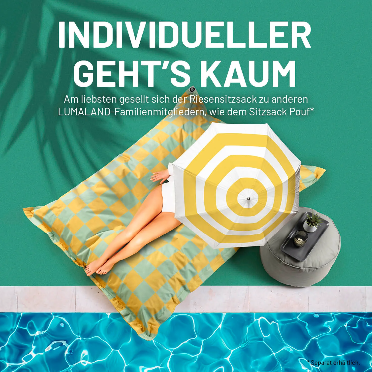 XXL-Sitzsack Karo - Pastellgrün/Senfgelb - Image 6