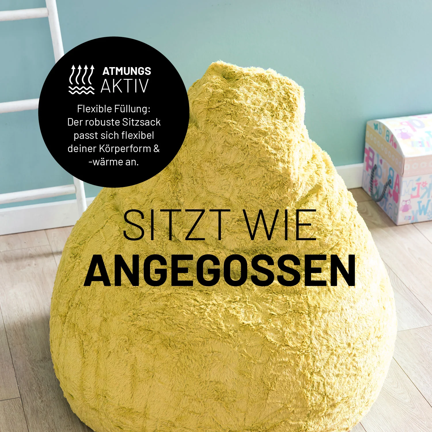 Luxury Fluffy Sitzsack (120 L) - indoor - Gelb - Image 6