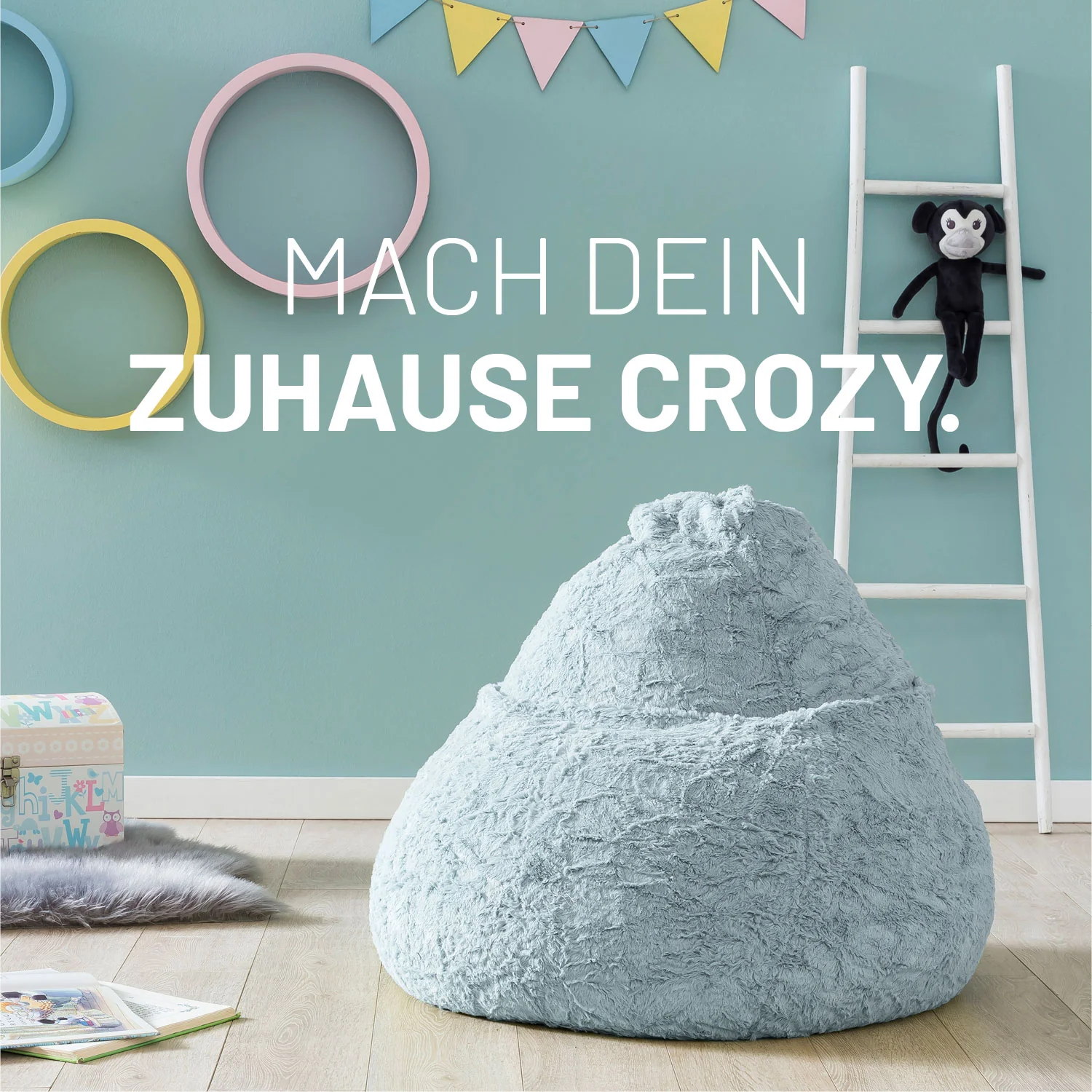 Luxury Fluffy Sitzsack (120 L) - indoor - Pastel Blau - Image 3
