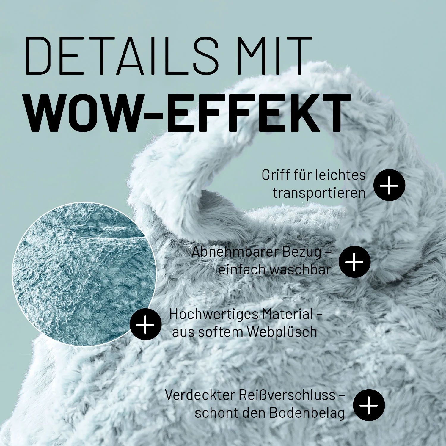Luxury Fluffy Sitzsack (120 L) - indoor - Pastel Blau - Image 5