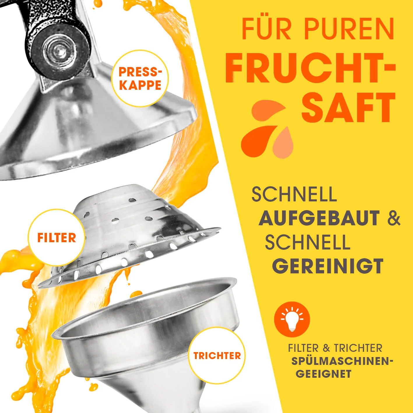 Manuelle Saftpresse - Schwarz/Silber - Image 5