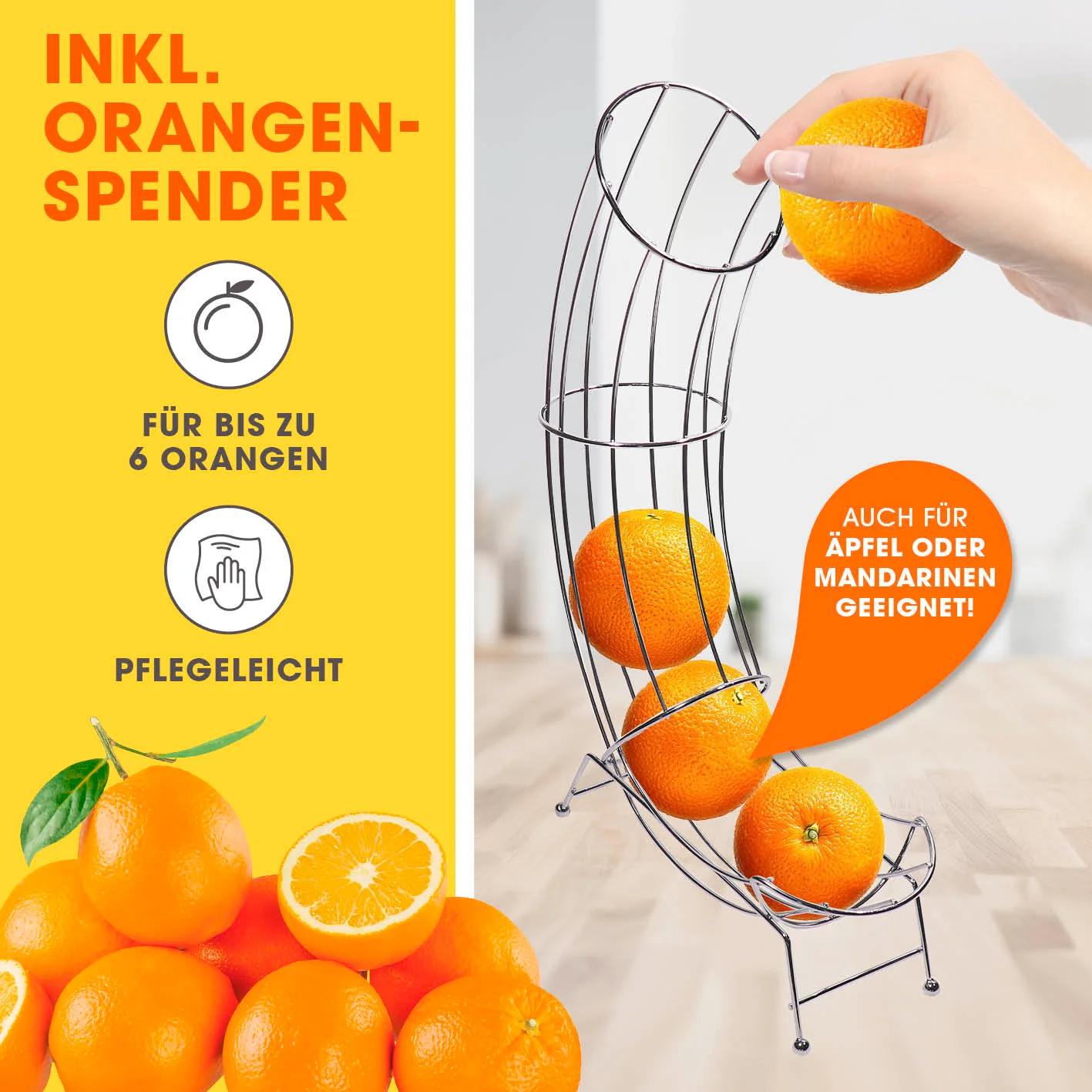 Manuelle Saftpresse + Orangenständer - Silber - Image 6