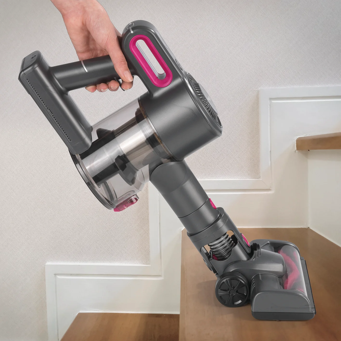 Akku-Zyklon-Staubsauger - Verlängerungsrohr auf bis ca. 80 cm - anthrazit/pink - Image 9