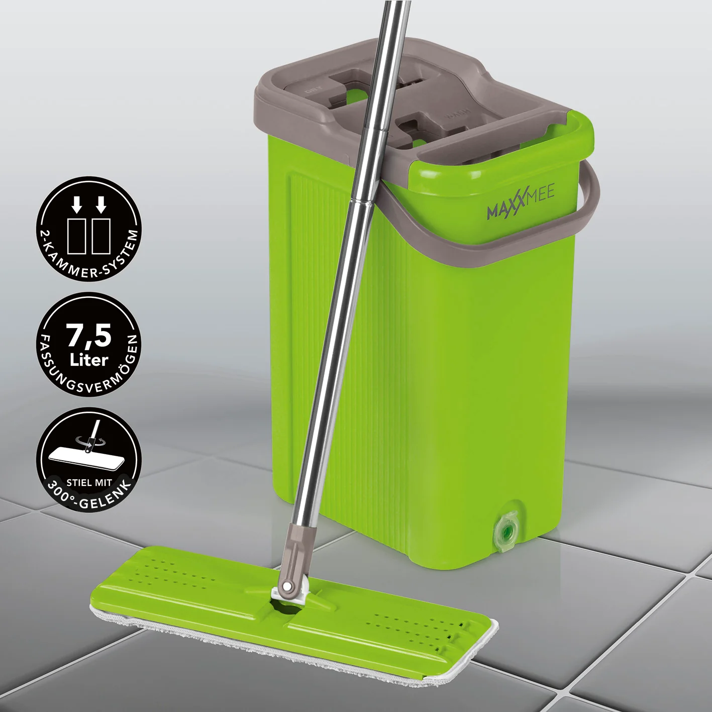 Komfort-Mopp Smart 7,5 l - Eimer mit 2-Kammer-System - limegreen - Image 12