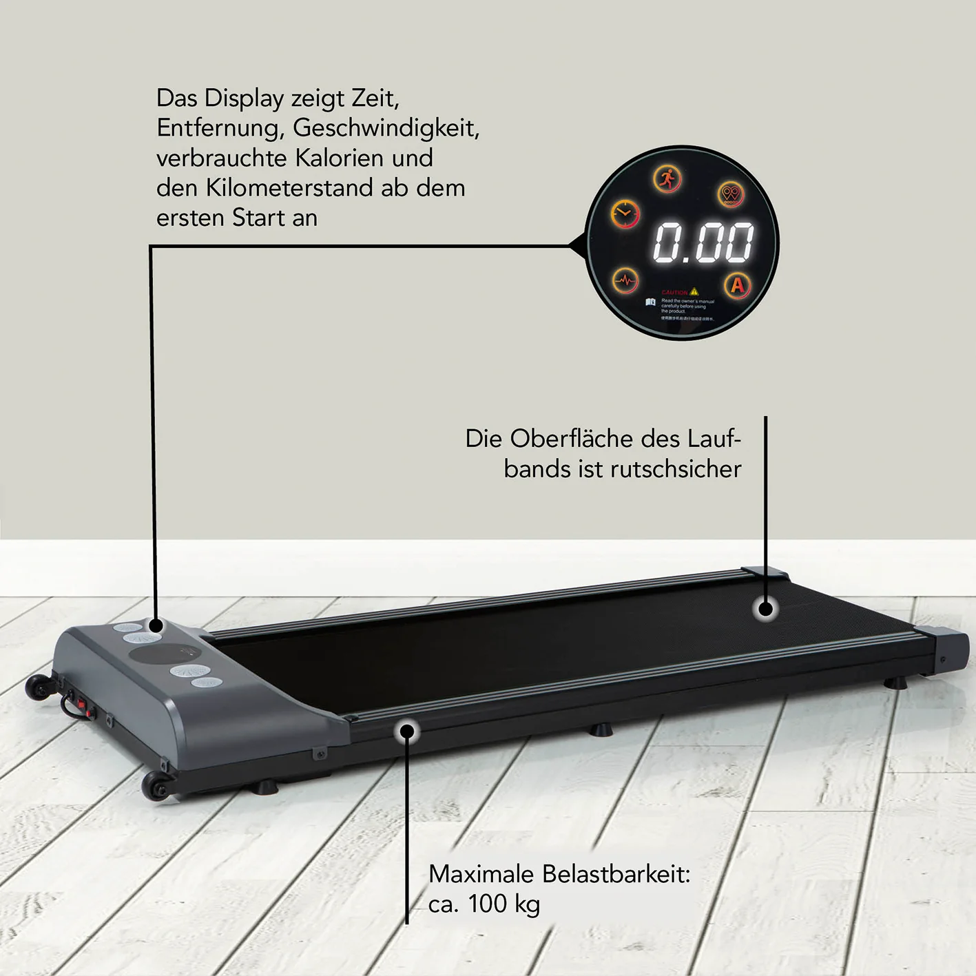Laufband - 1-6km/h - Maximale Belastbarkeit von 100 kg - Image 4