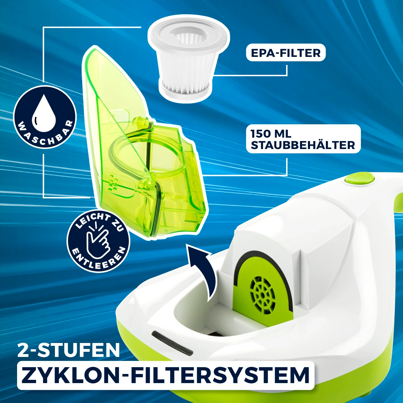 Milbensauger Vibration - EPA-11-Filter - weiß/limegreen - Image 6