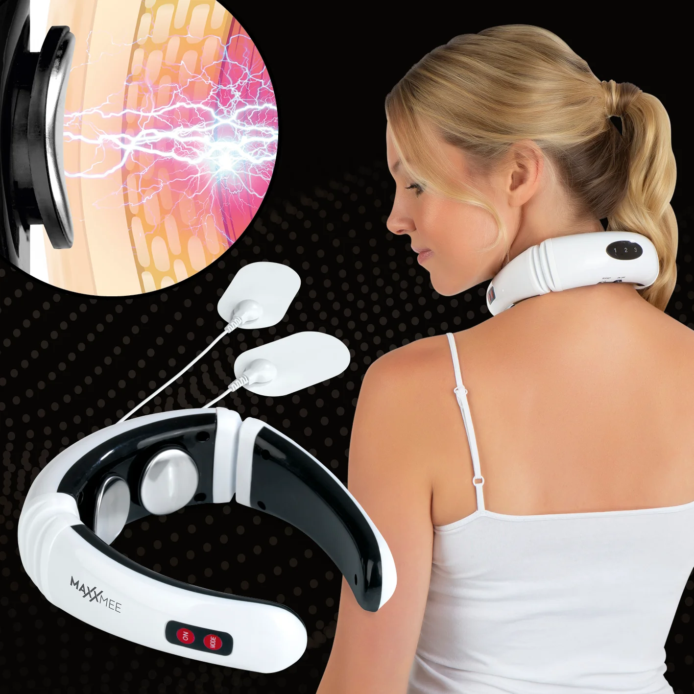 Nacken-Massagegerät EMS - 16 Intensitätsstufen - weiß/schwarz - Image 7
