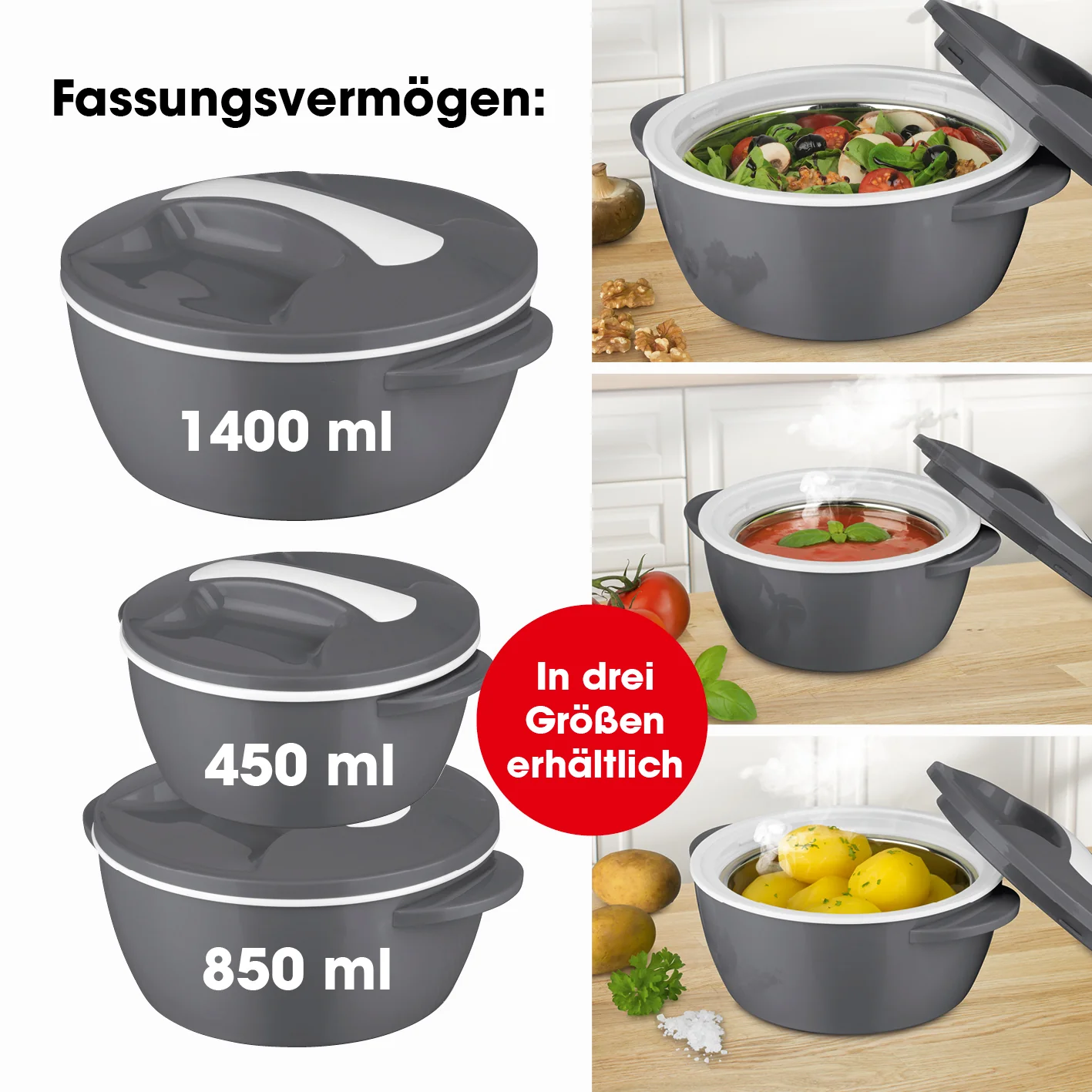 Thermo-Schüssel Mikrowelle - 1400 ml - grau/weiß - Image 6