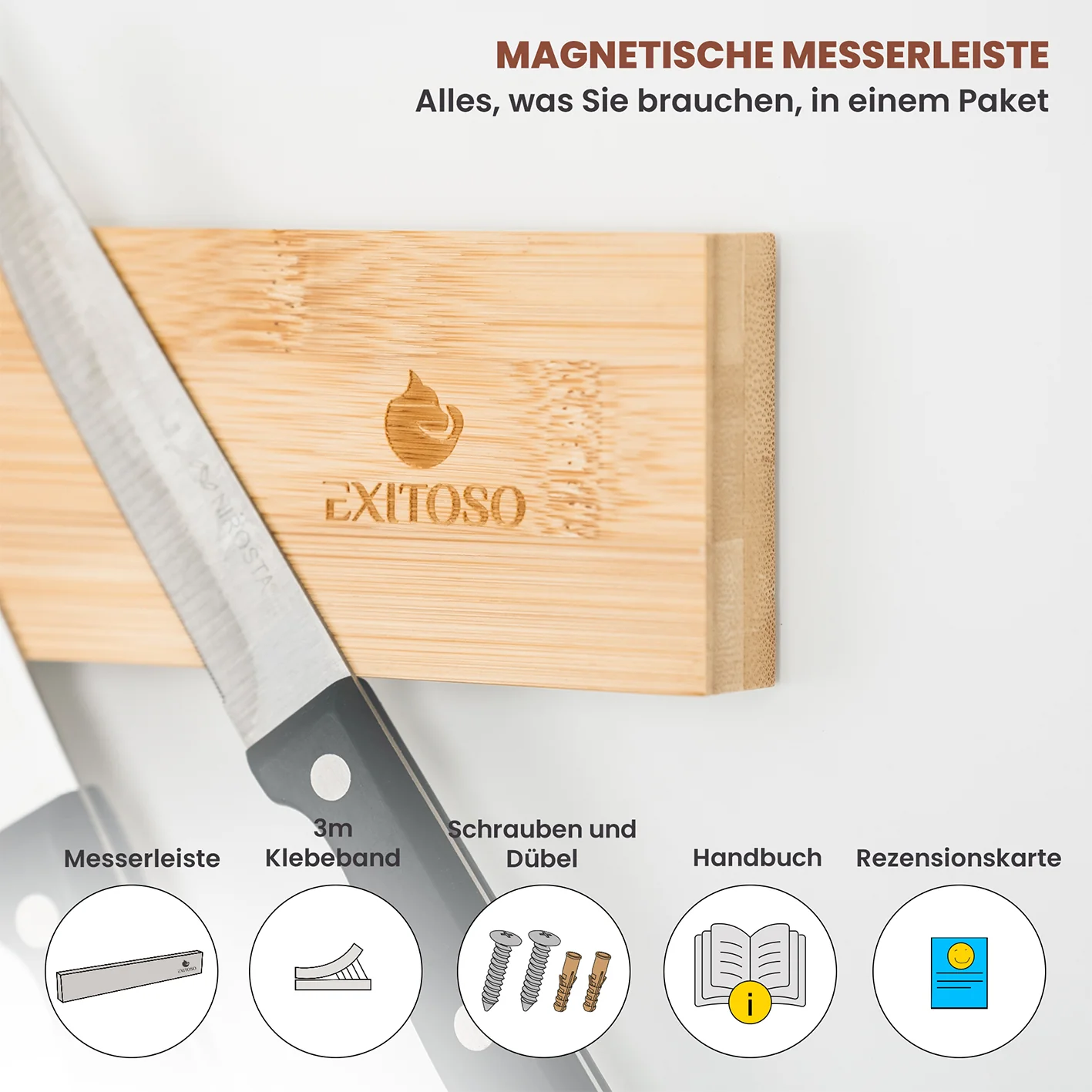Messer-Magnetleiste - selbstklebend - Bambus - 40 cm - Image 5