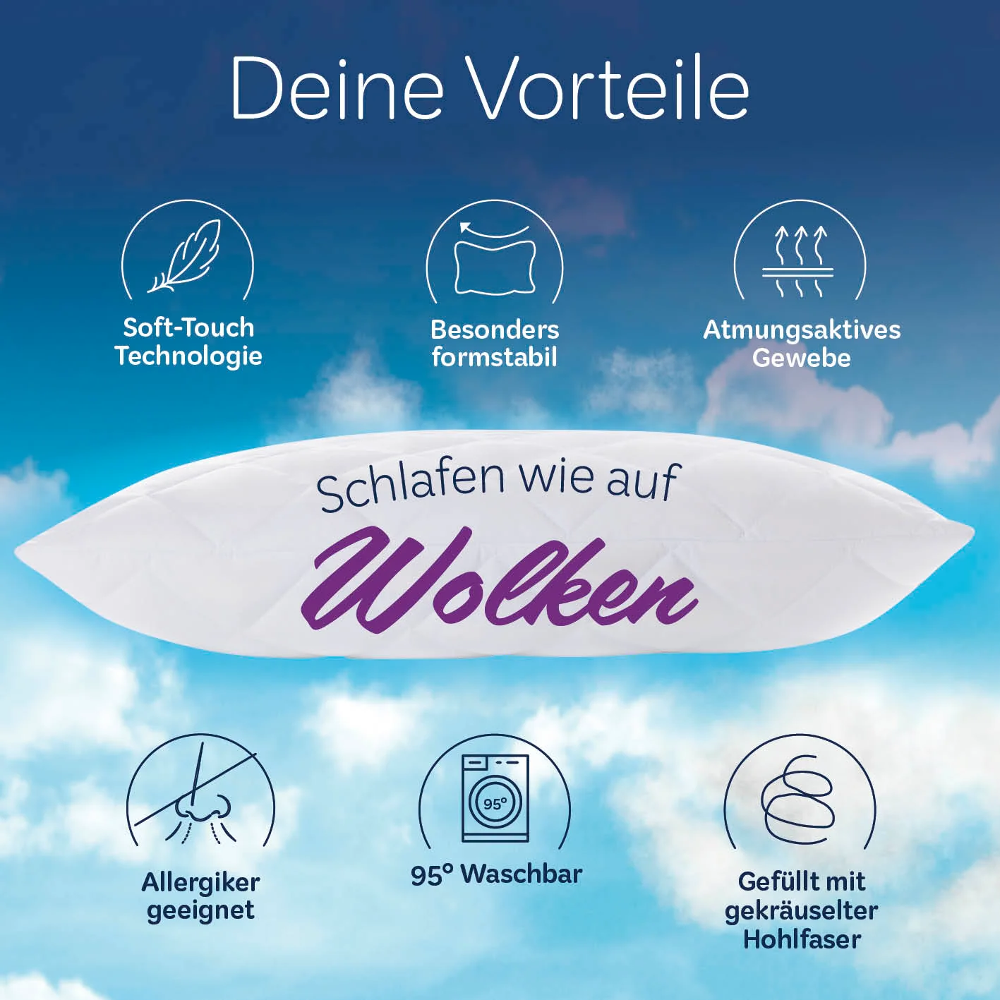 Microfaser Kopfkissen gesteppt - 80 x 80 cm - 2er-Set - Image 7