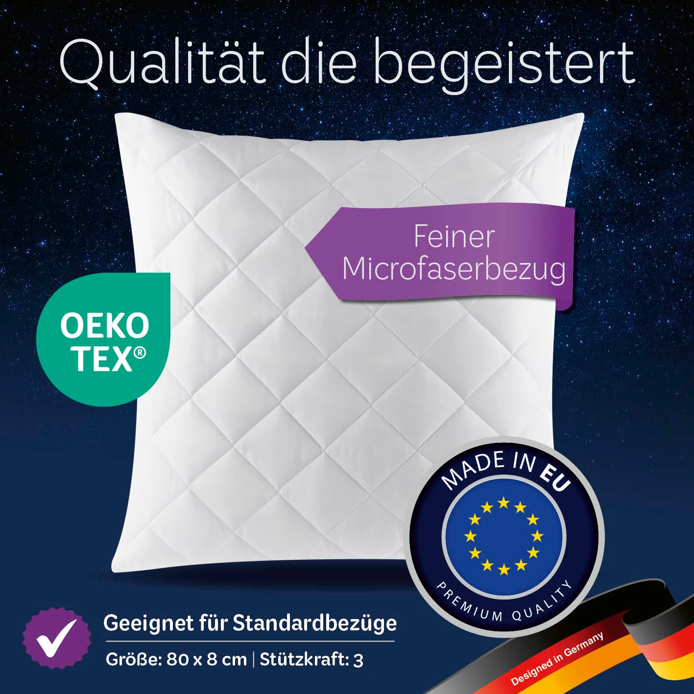 Microfaser Kopfkissen gesteppt - 80 x 80 cm - Image 5
