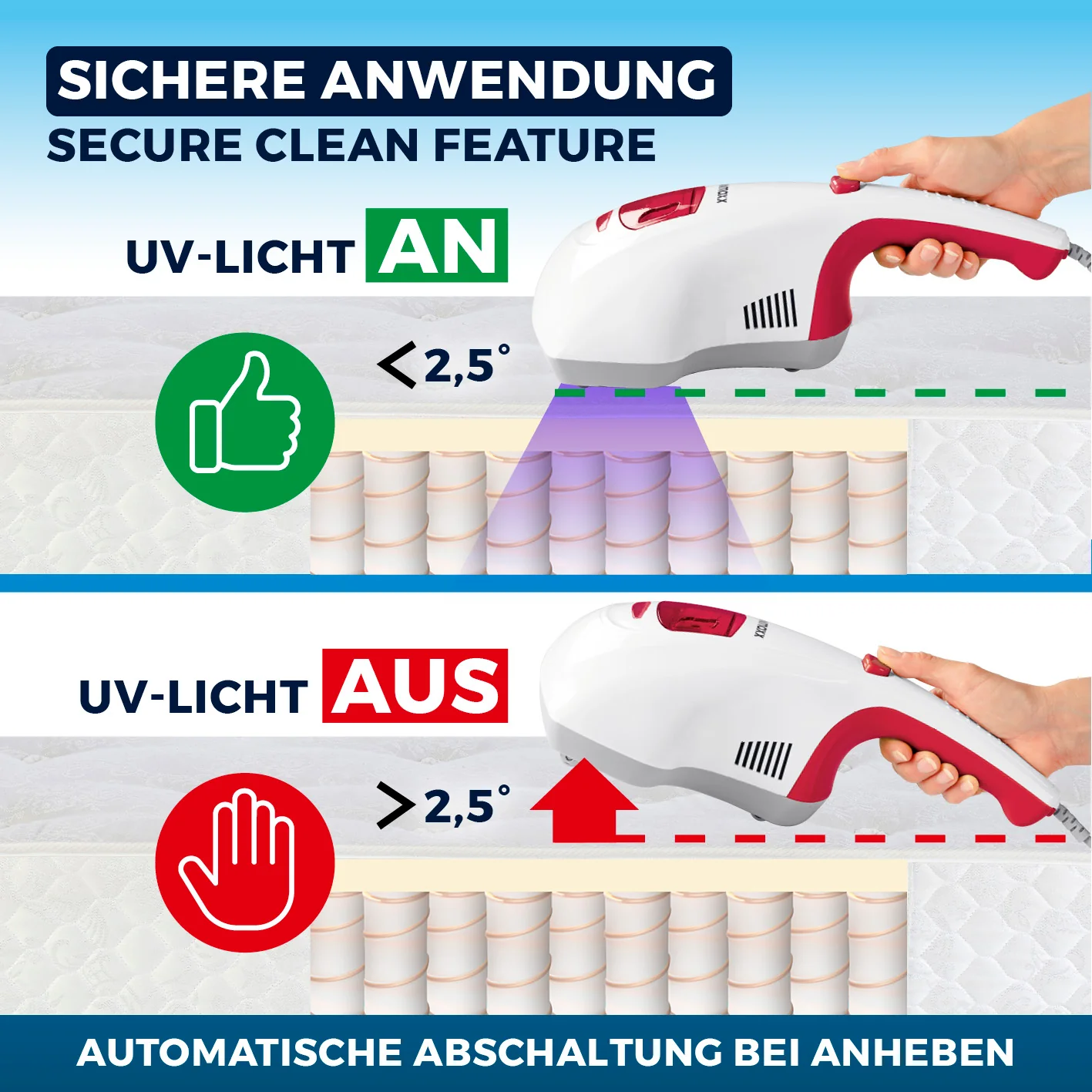 Milbensauger Vibration + 2 EPA-Filter - Weiß/Rot - Image 7