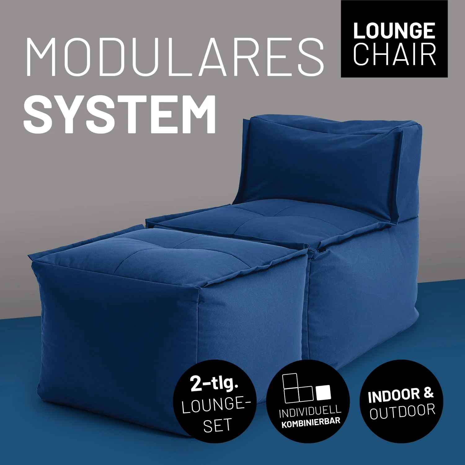 Modulares Lounge Set (2-tlg.) - Modulares System - indoor & outdoor - Navyblau - Image 2