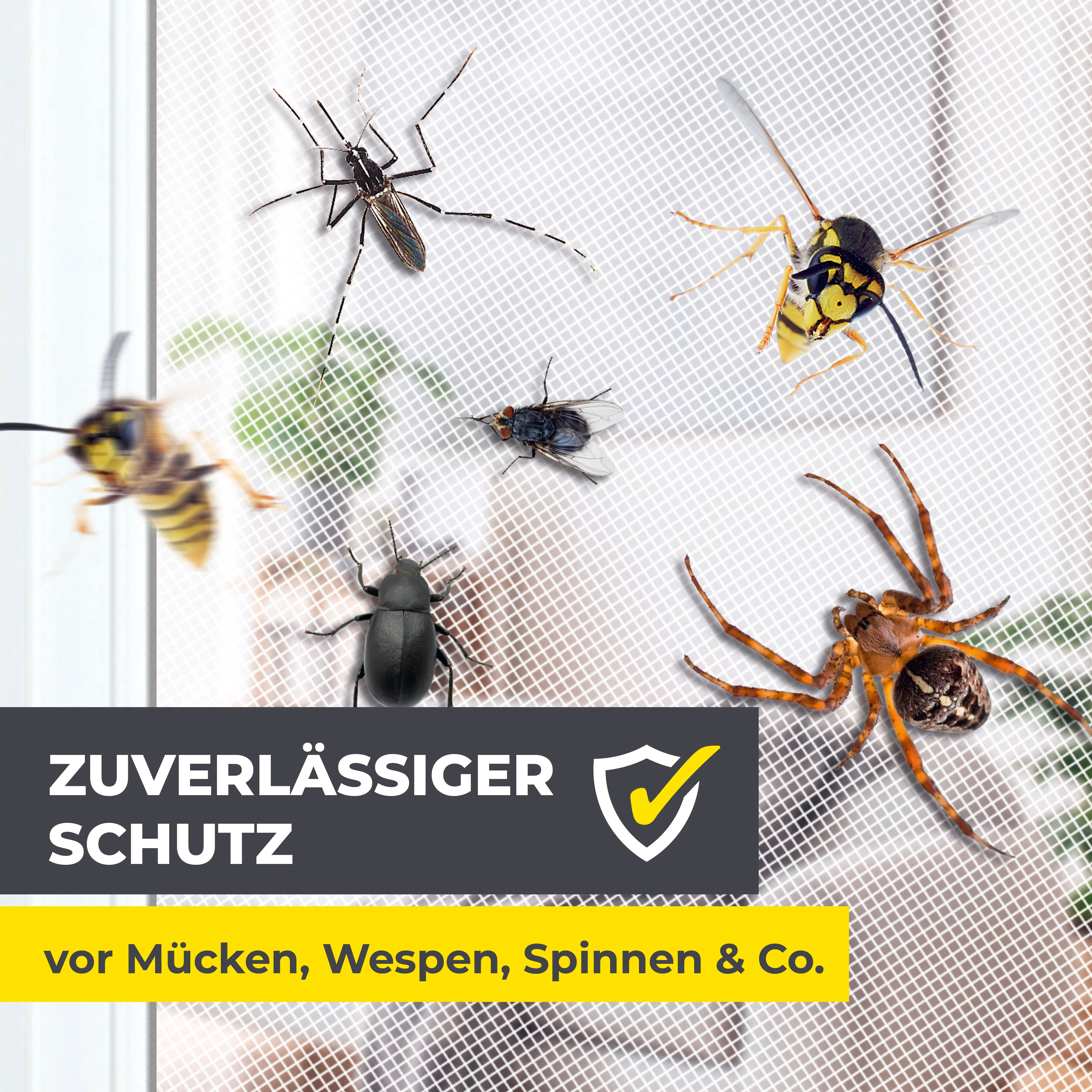 Moskitonetz für Fenster mit selbstklebendem Klettband - 110 x 130 cm - Weiß - Image 3