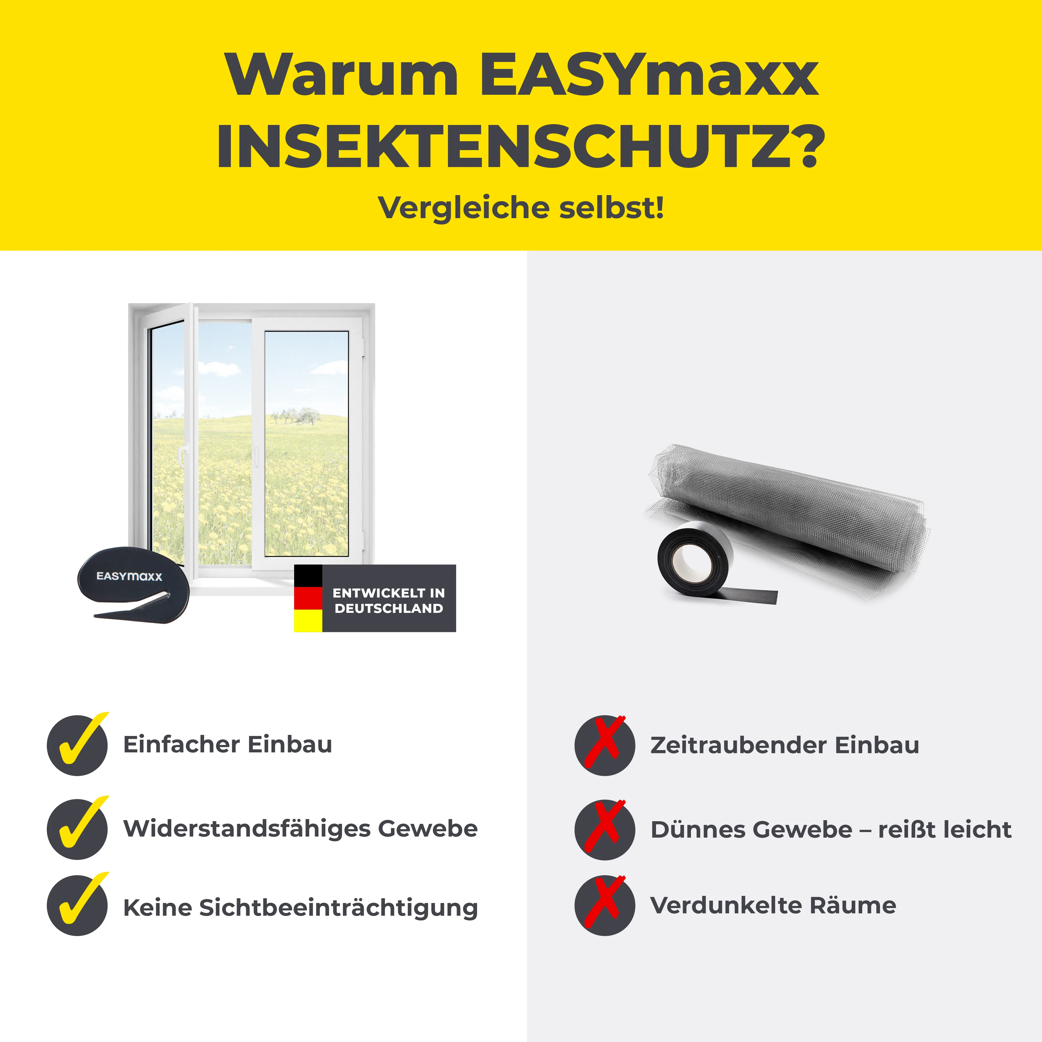 Moskitonetz für Fenster mit selbstklebendem Klettband - 110 x 130 cm - Weiß - Image 9