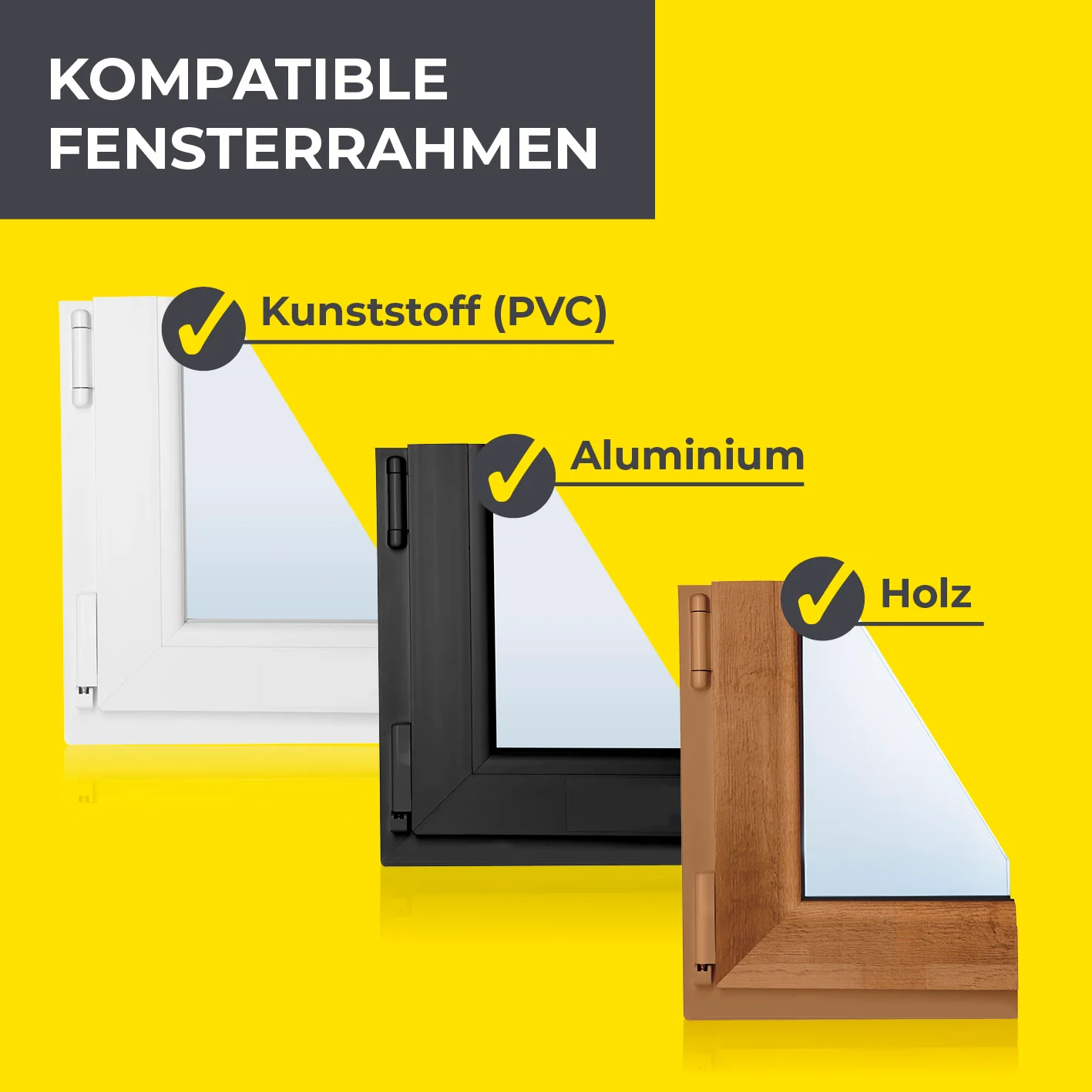 Moskitonetz für Fenster mit selbstklebendem Klettband - 2er-Set - 110 x 130 cm - Schwarz - Image 5