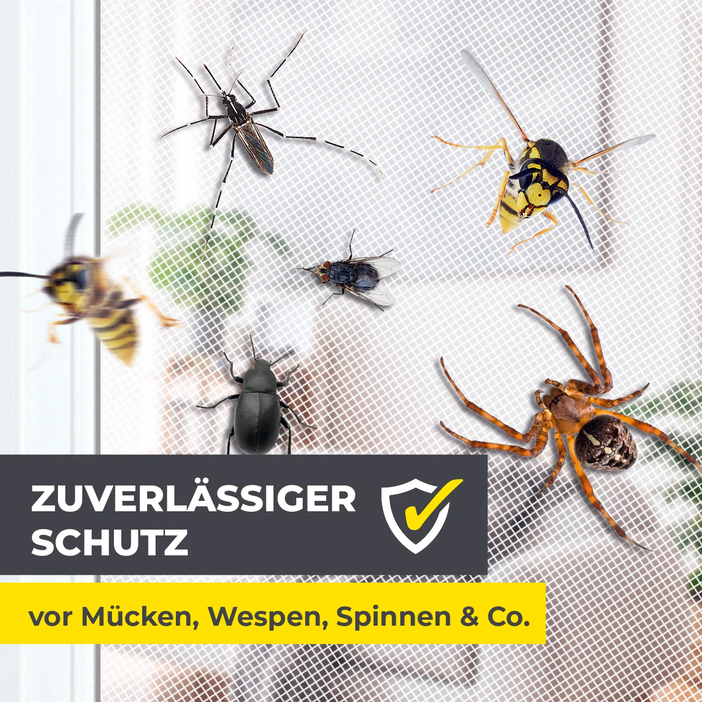 Moskitonetz für Fenster mit selbstklebendem Klettband - 2er-Set - 130 x 150 cm - Weiß - Image 3