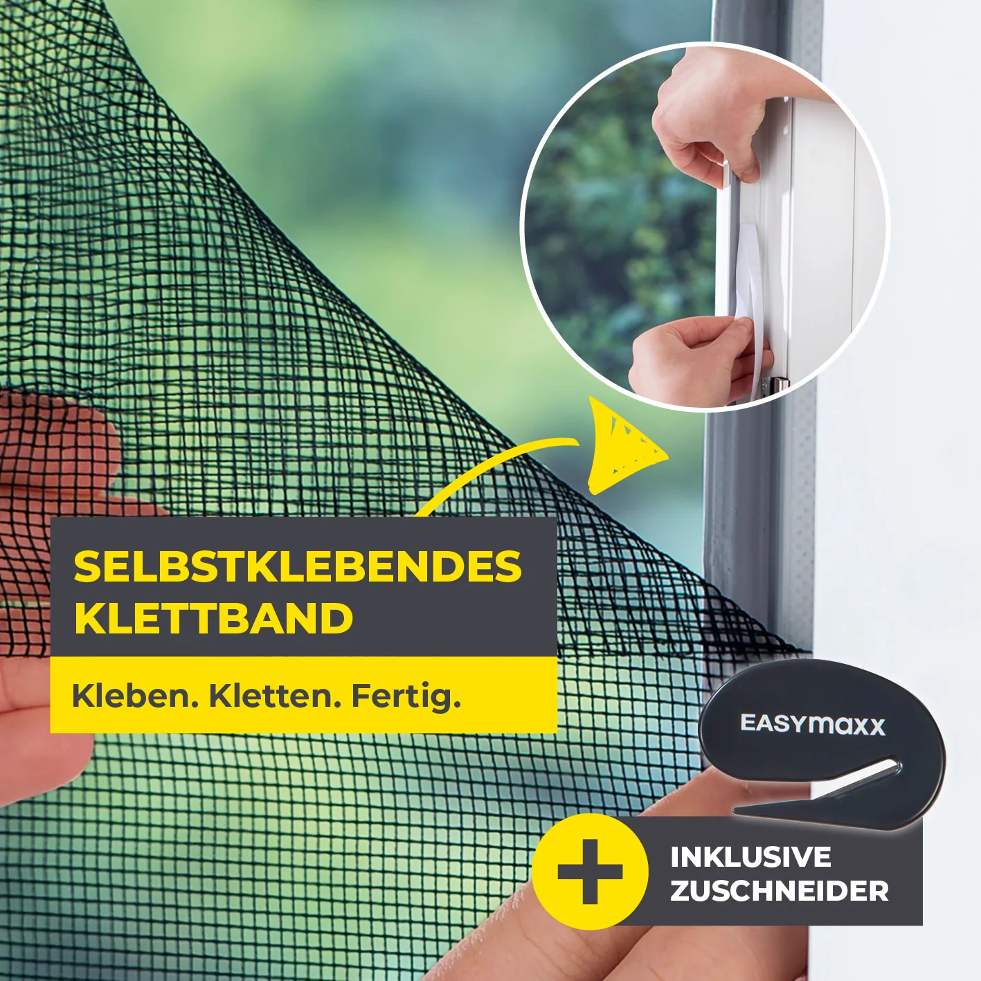 Moskitonetz für Fenster mit selbstklebendem Klettband - 2er-Set - 150 x 180 cm - Schwarz - Image 11