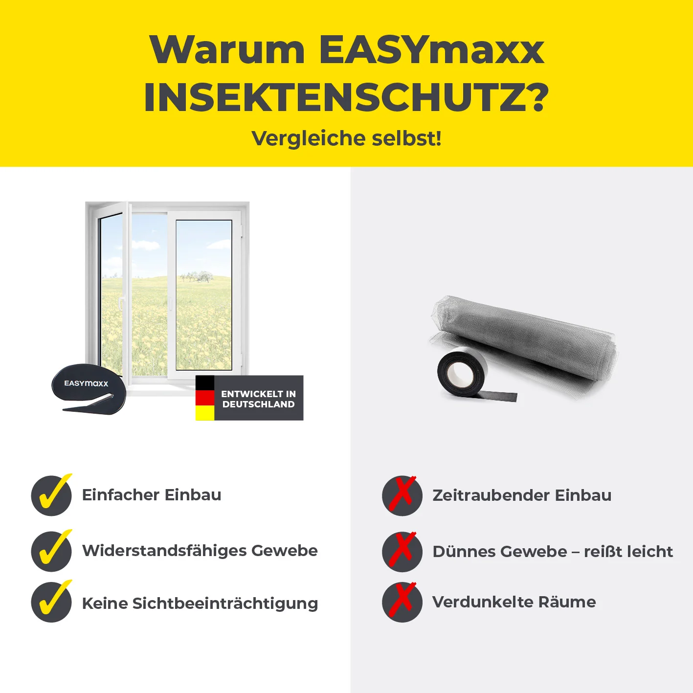 Moskitonetz für Fenster mit selbstklebendem Klettband - 4er-Set - 130 x 150 cm - Weiß - Image 9