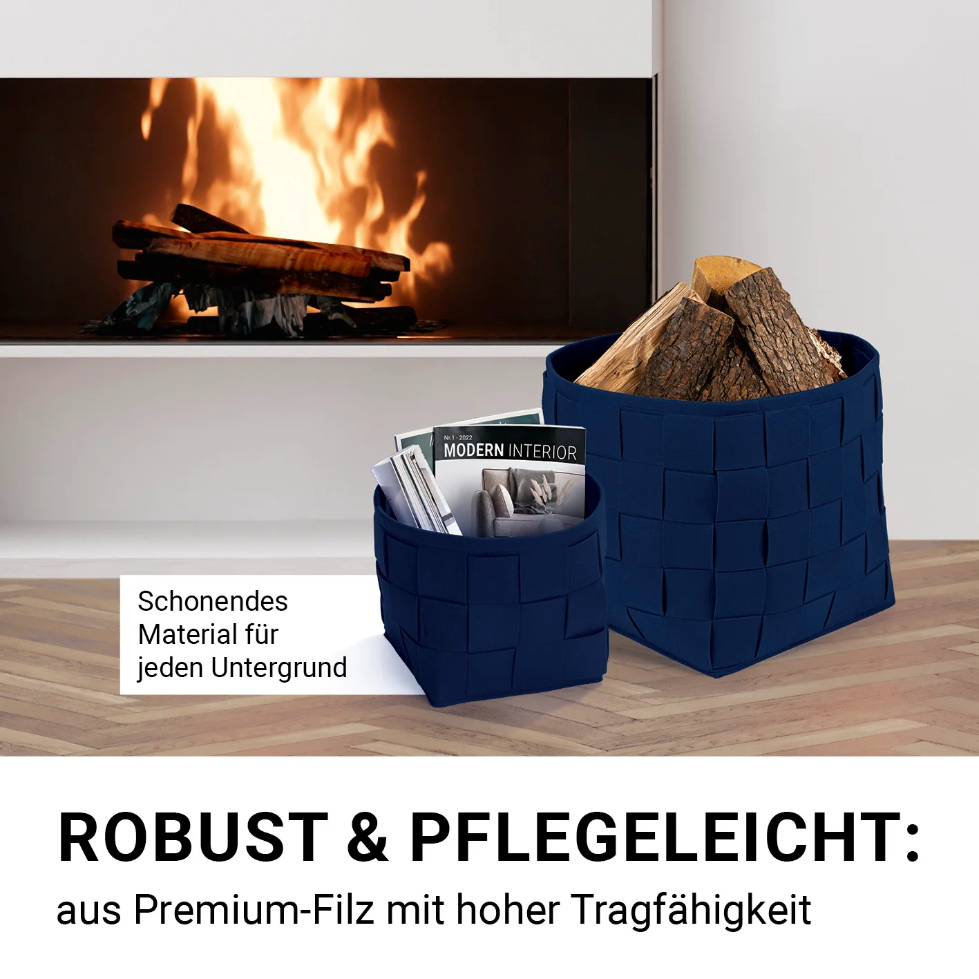 Filz-Aufbewahrungskorb L - 40 x 40 x 40 cm - Dunkelblau - Image 3