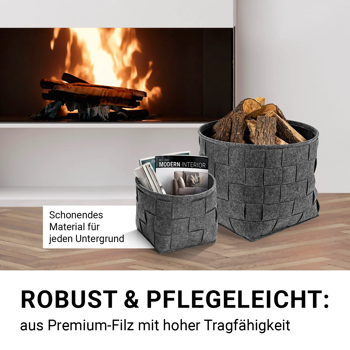 Filz-Aufbewahrungskorb L - 40 x 40 x 40 cm - Dunkelgrau - Image 3
