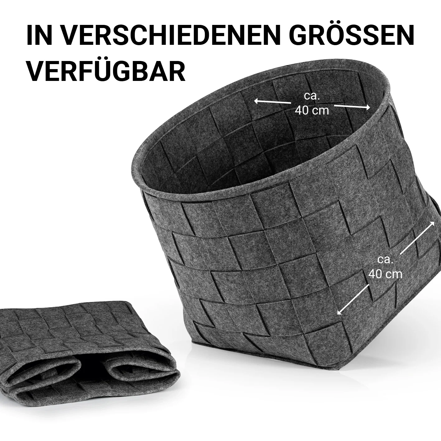 Filz-Aufbewahrungskorb L - 40 x 40 x 40 cm - Dunkelgrau - Image 5