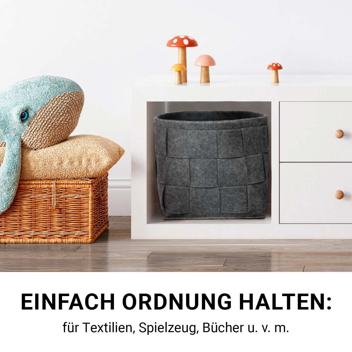 Filz-Aufbewahrungskorb L - 40 x 40 x 40 cm - Dunkelgrau - Image 6